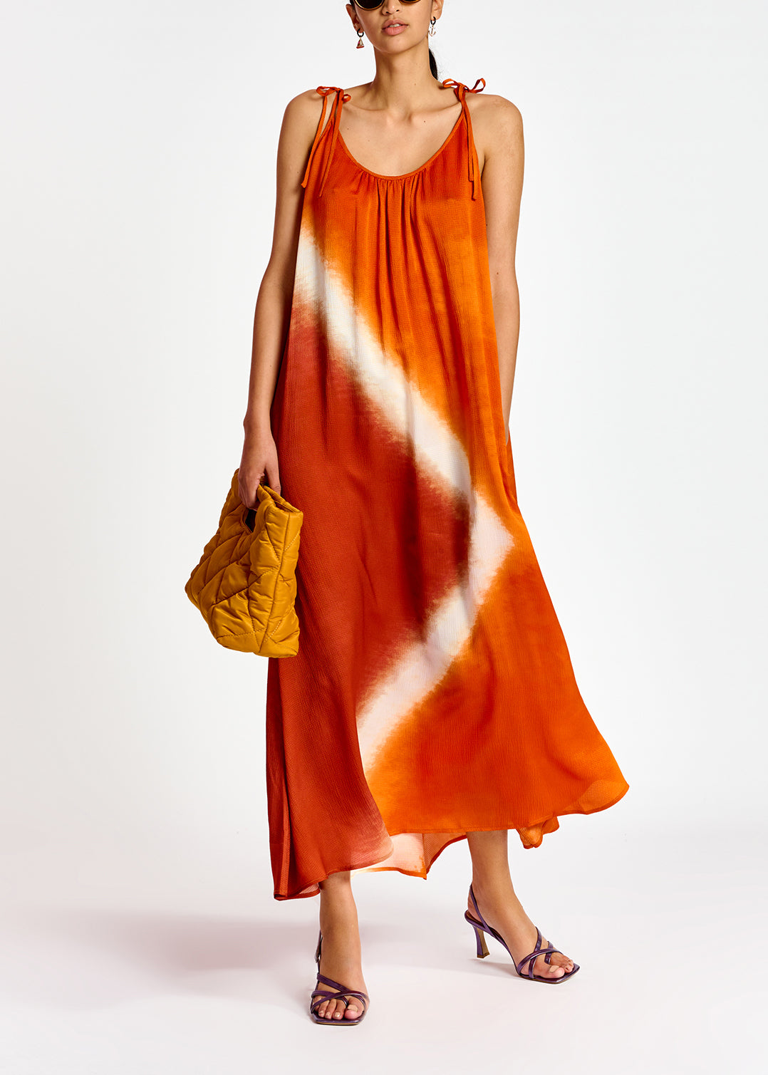 Orange strappy tie-dye maxi dress RE—SSENTIEL | Essentiel second hand