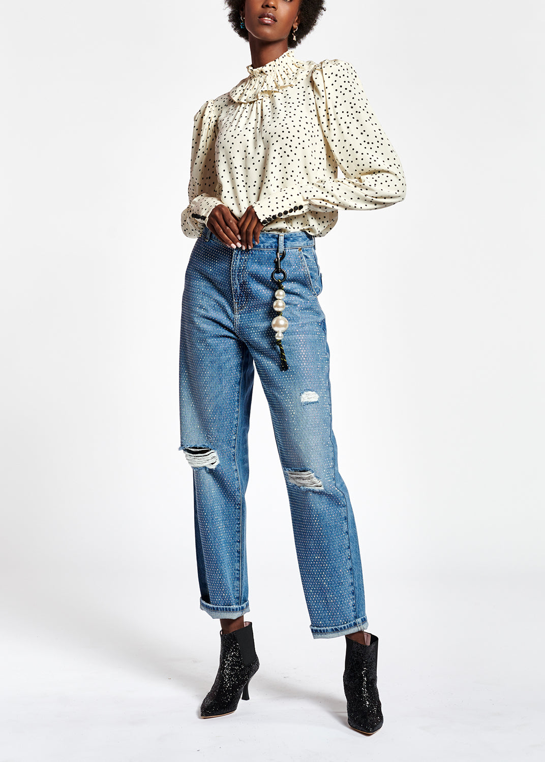 Off-white polka dot top RE—SSENTIEL | Essentiel second hand