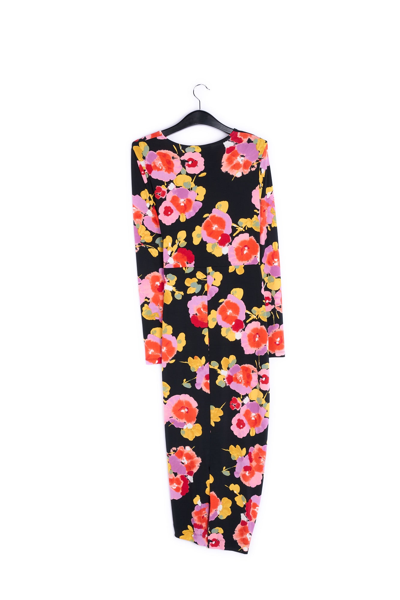 Black midi dress with floral-print RE—SSENTIEL | Essentiel second hand