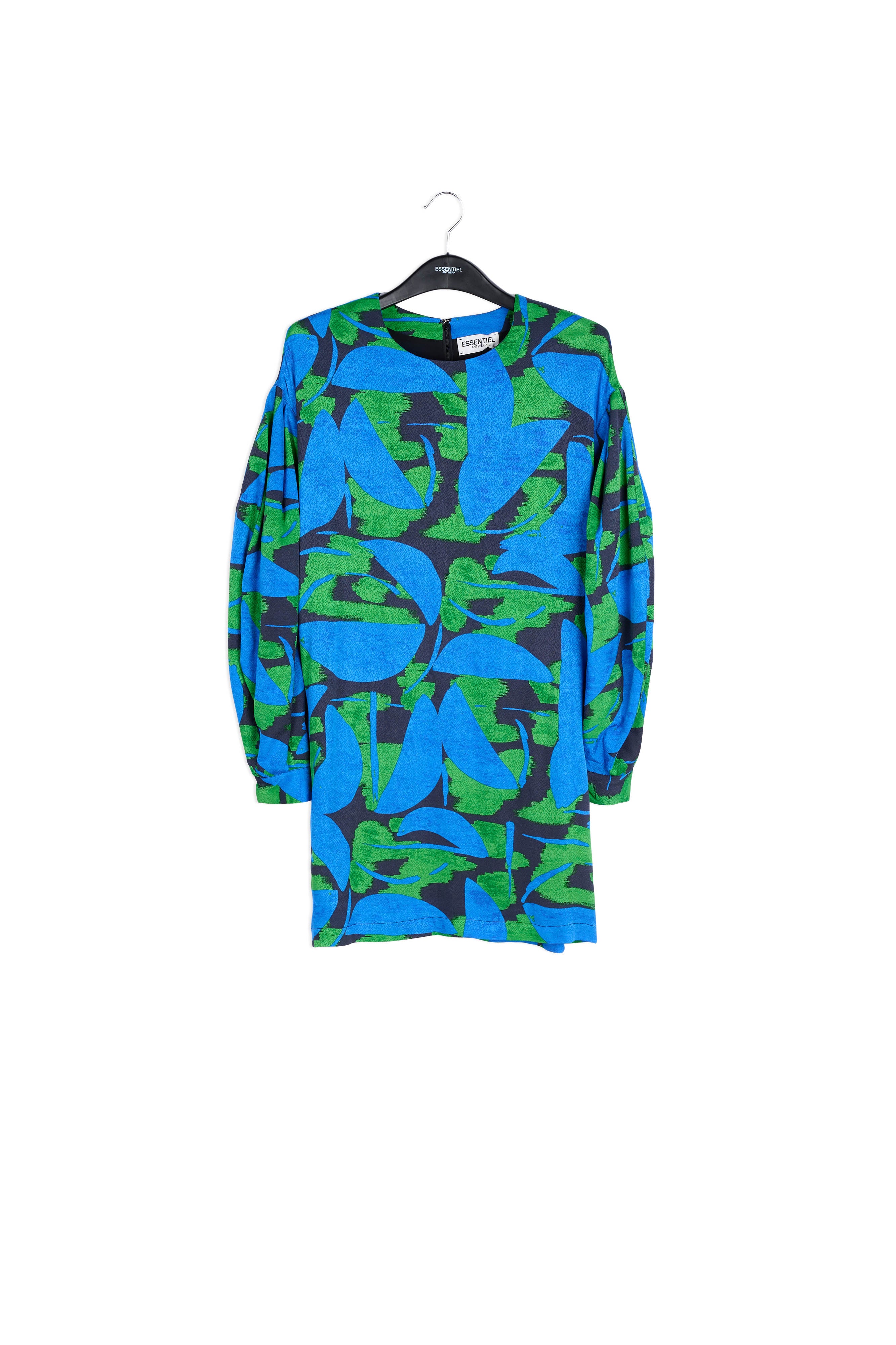 Blue, green and black printed mini dress RE—SSENTIEL | Essentiel second hand