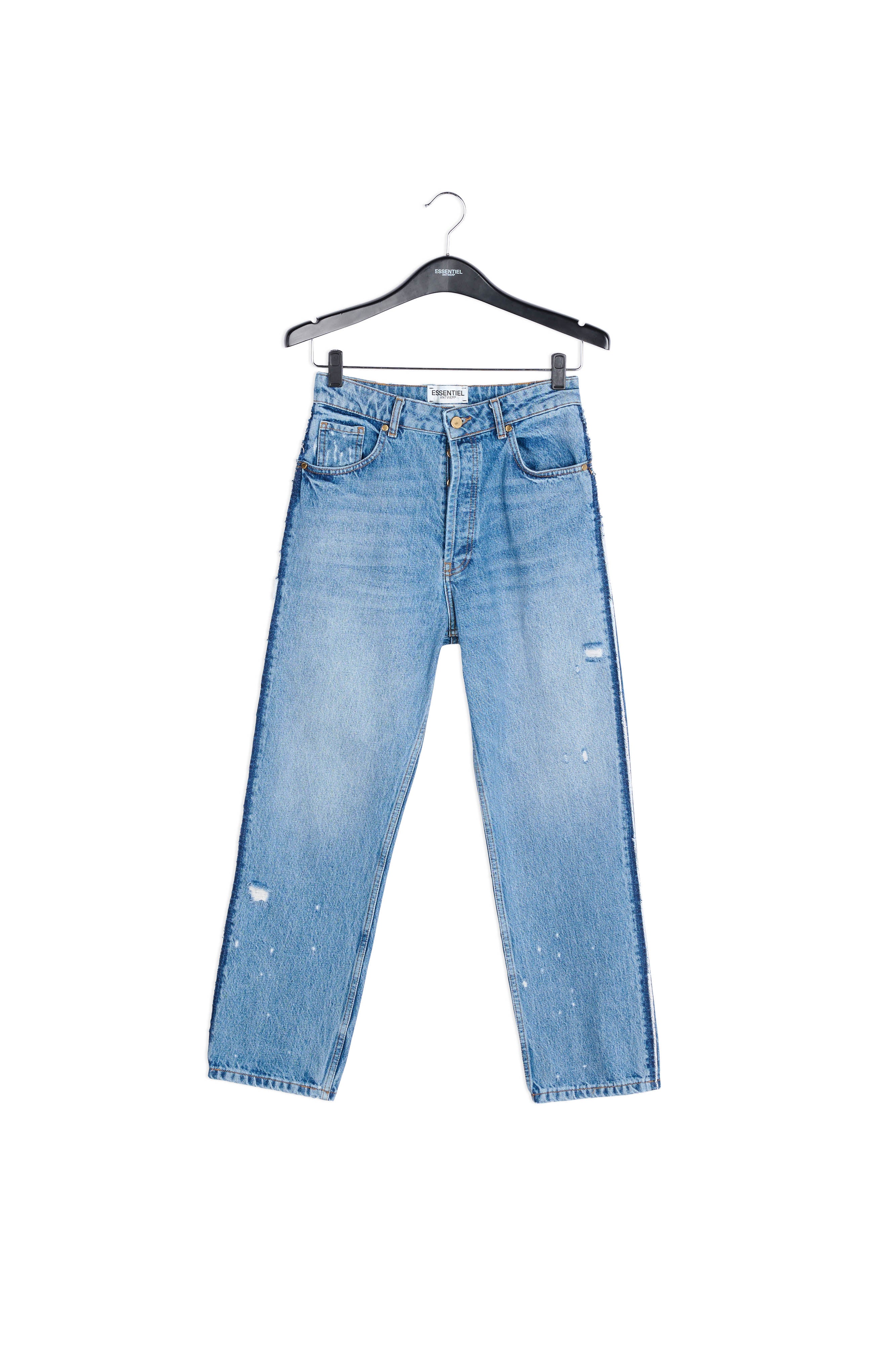 Donkerblauwe afgewassen jeans met hoge taille RE—SSENTIEL | Essentiel second hand
