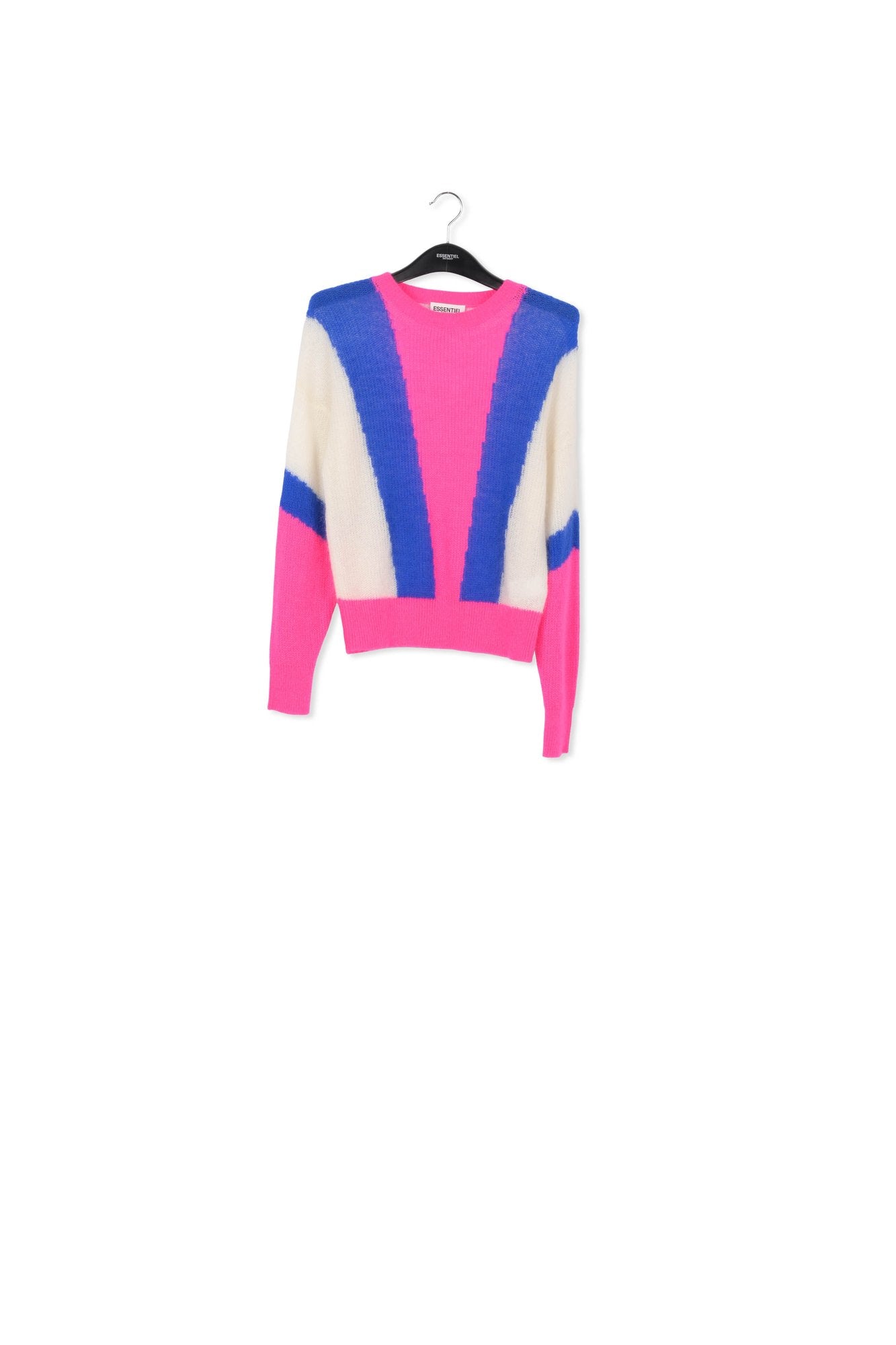 Neon pink, cobalt blue and off-white mohair-blend sweater RE—SSENTIEL | Essentiel second hand