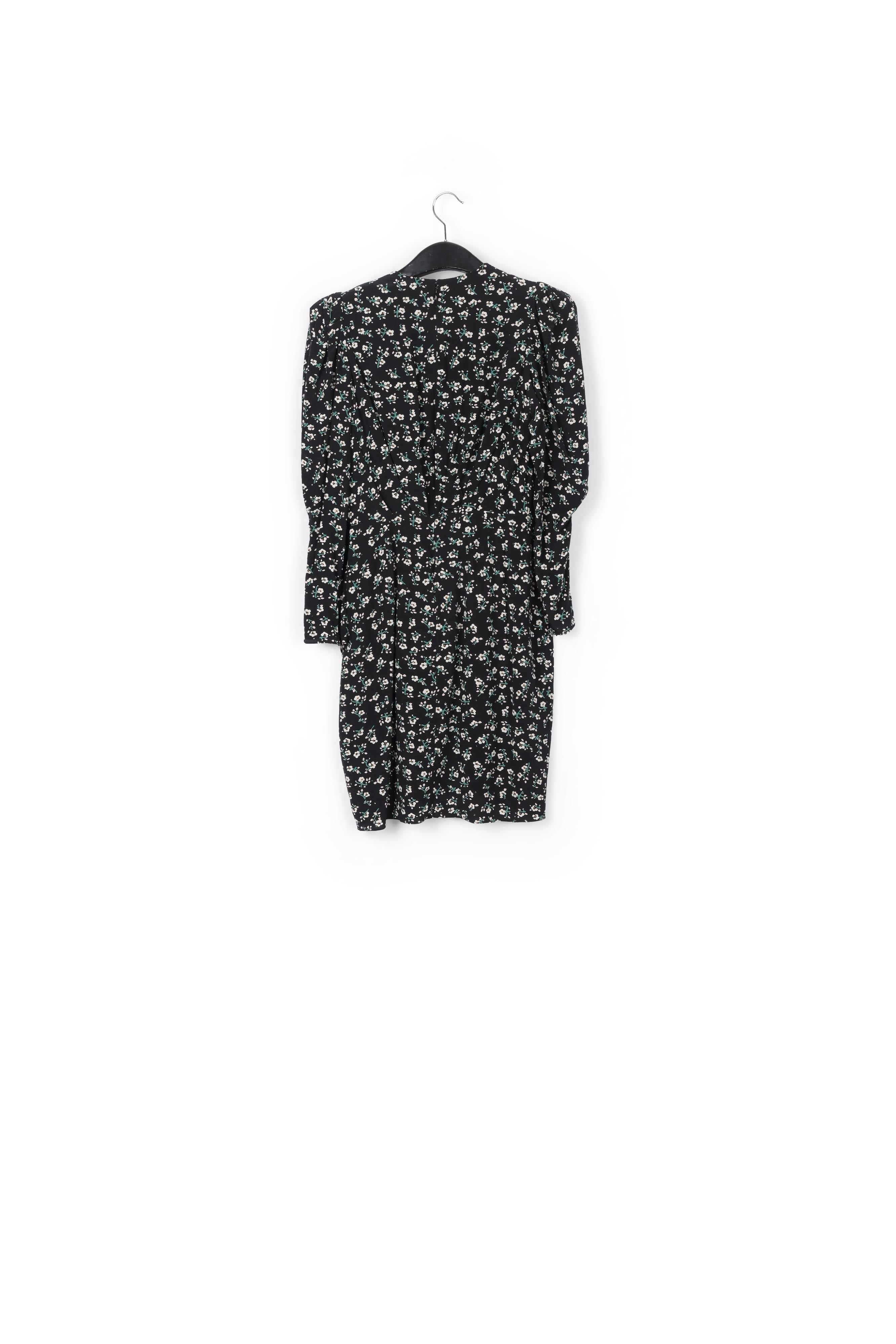 Mini robe cache-cœur noire à fleurs RE—SSENTIEL | Essentiel second hand