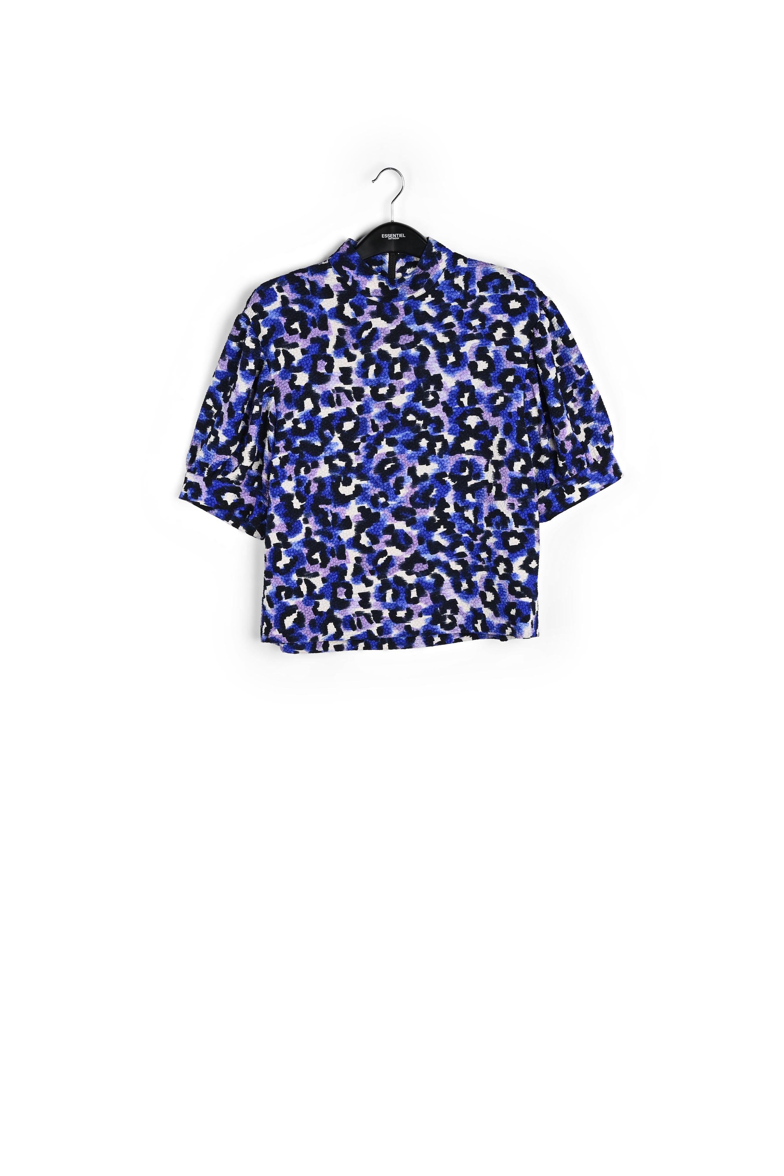 Blue, purple and off-white leopard print top RE—SSENTIEL | Essentiel second hand