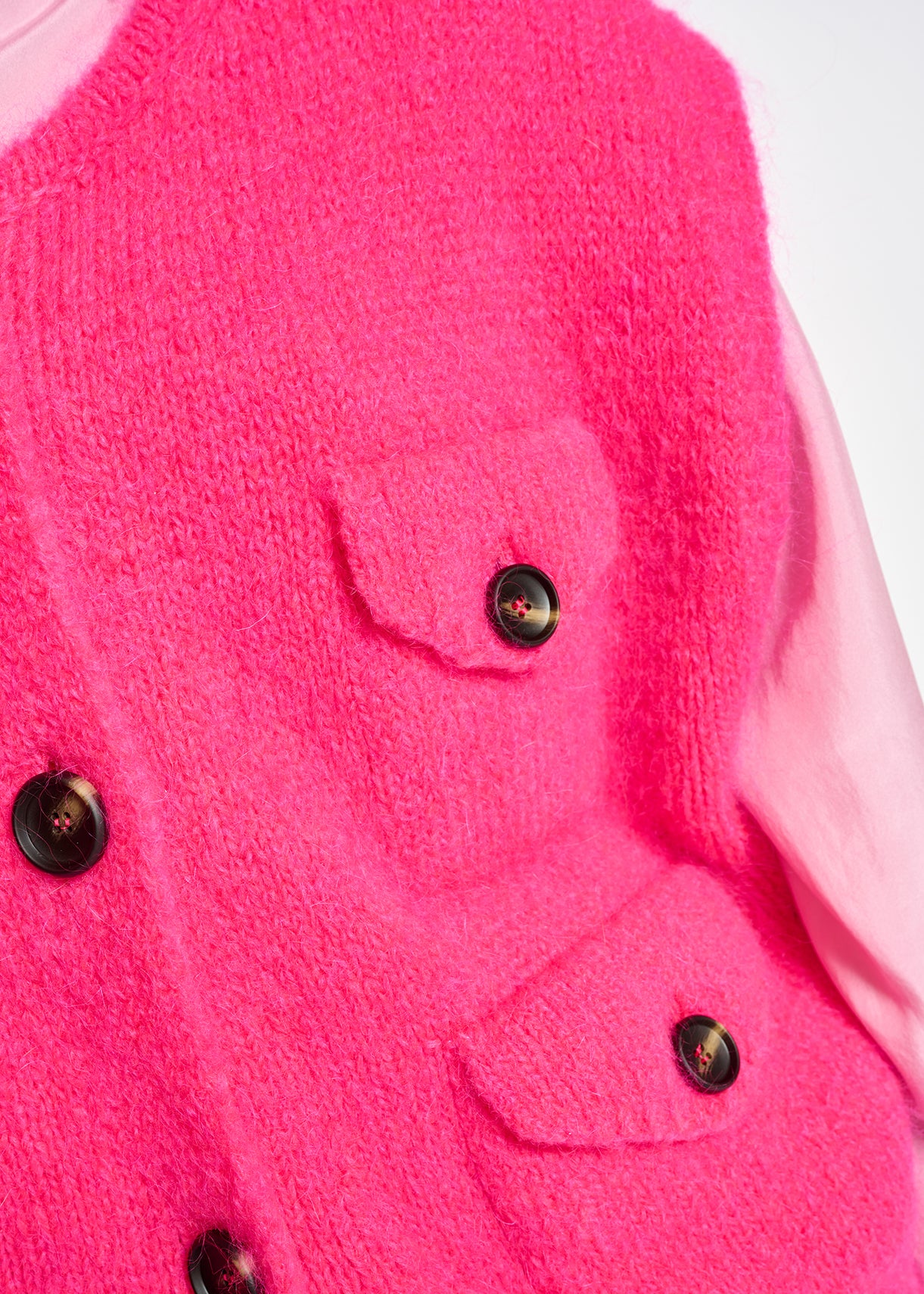 Neon pink sleeveless mohair-blend cardigan RE—SSENTIEL | Essentiel second hand
