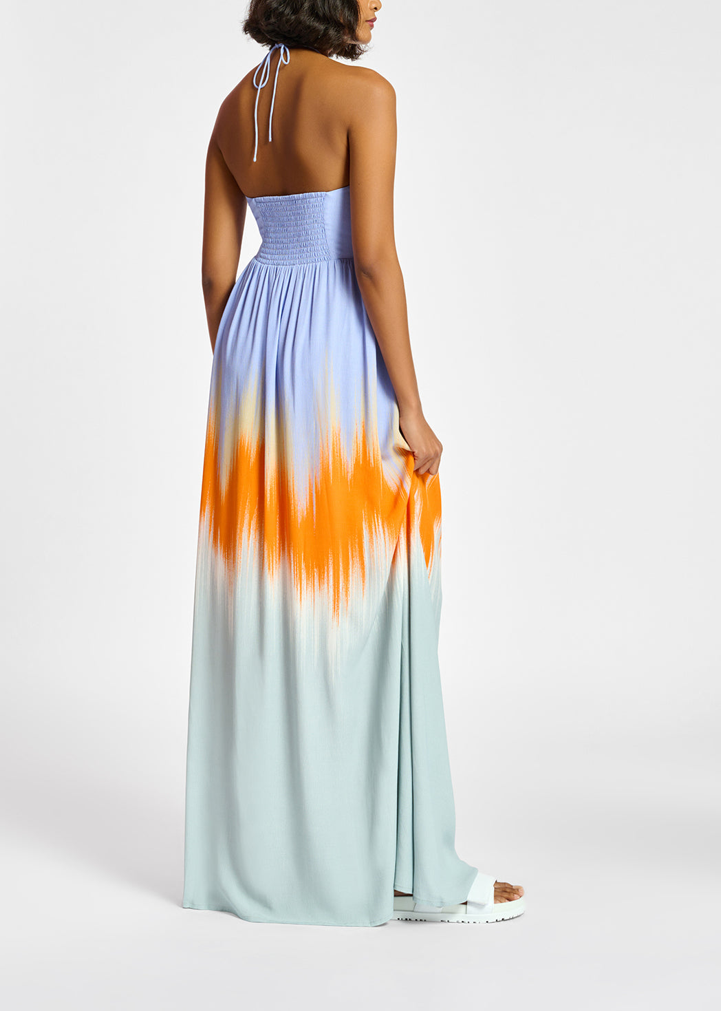 Robe maxi bleu clair et orange RE—SSENTIEL | Essentiel second hand