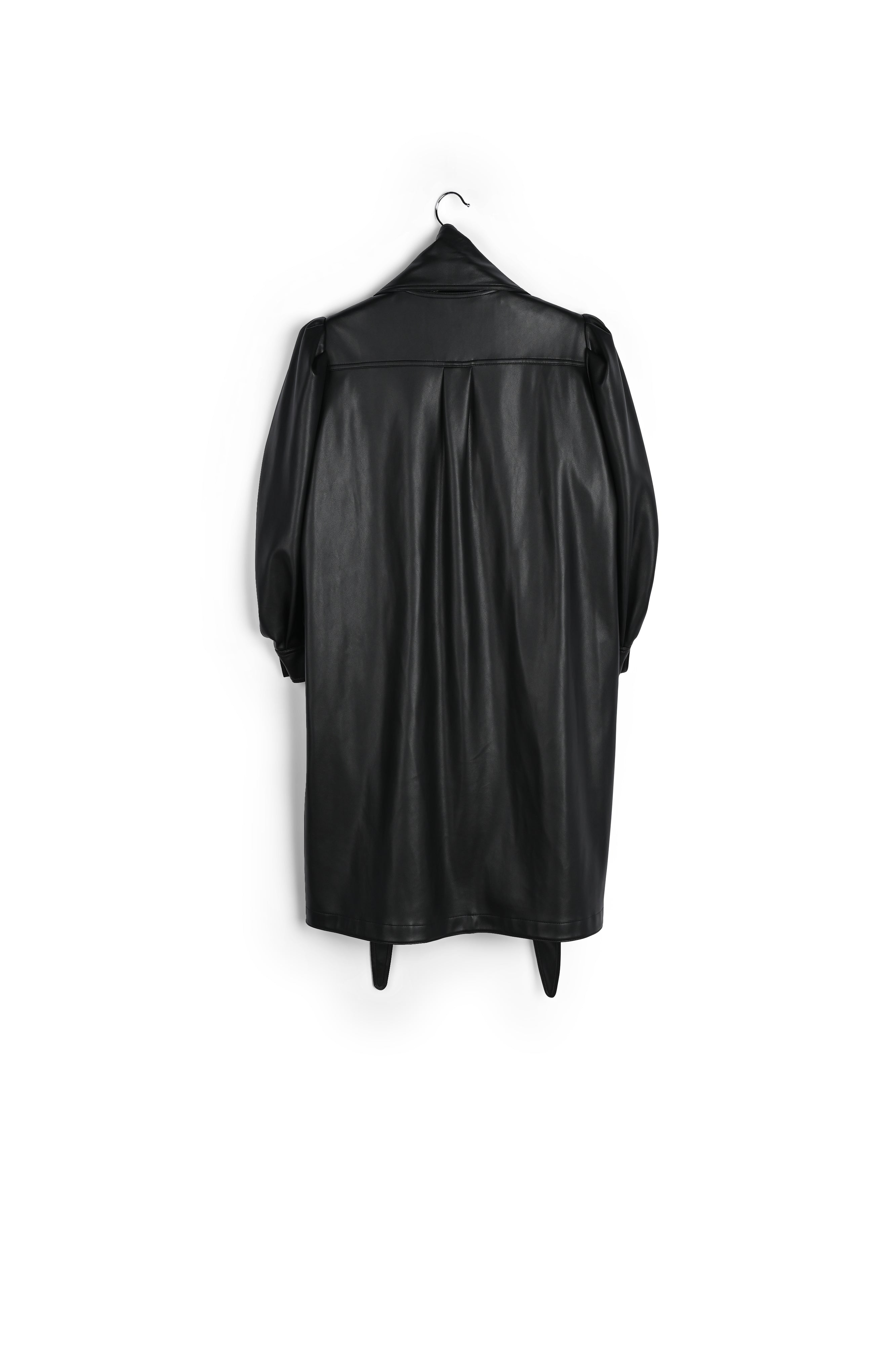 Black faux leather belted mini dress RE—SSENTIEL | Essentiel second hand