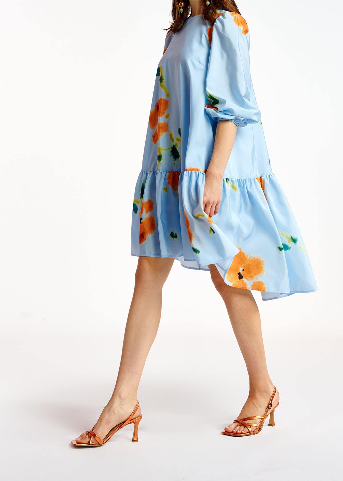 Blue floral print oversized mini dress RE—SSENTIEL | Essentiel second hand