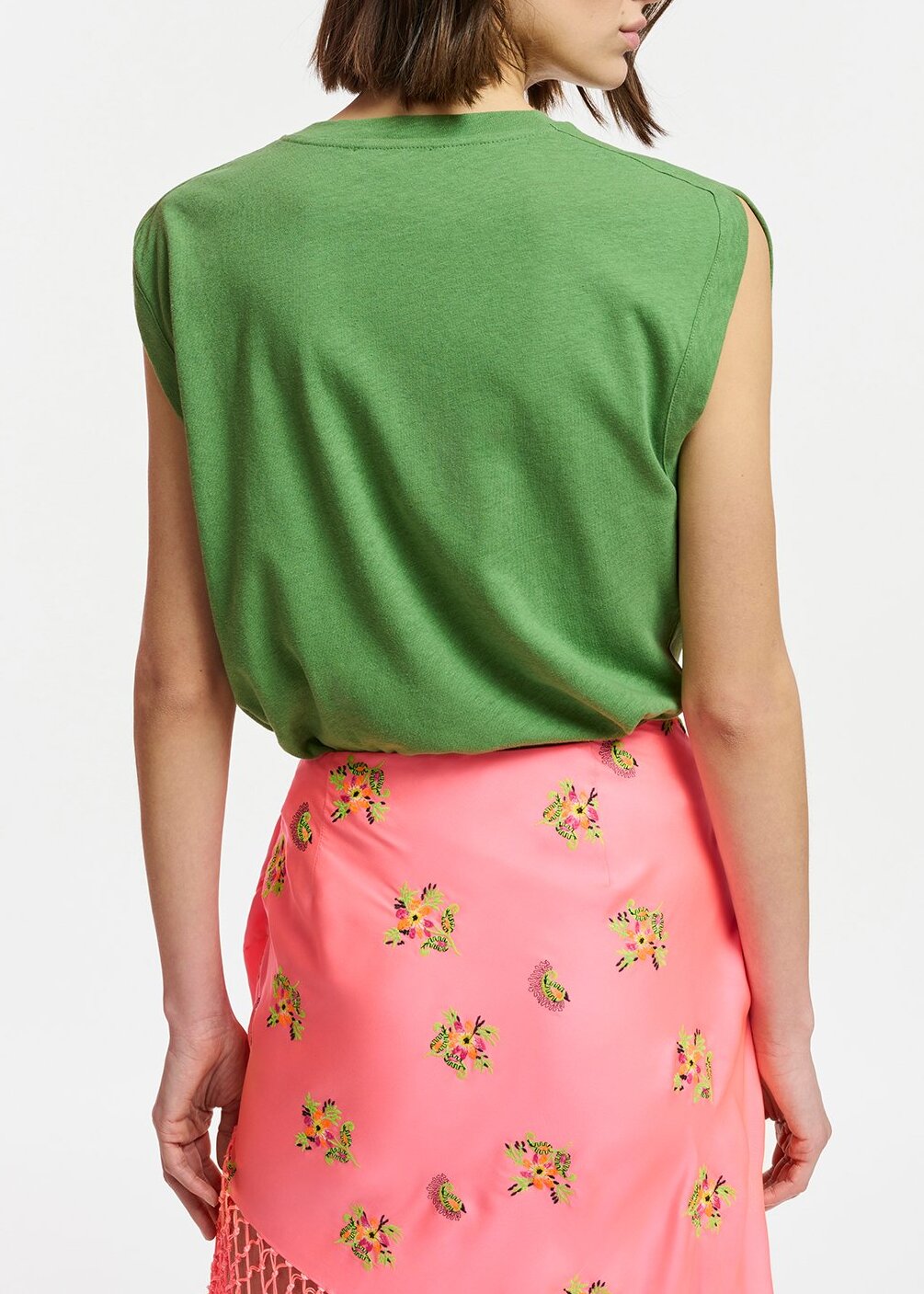 Green cotton-linen T-shirt RE—SSENTIEL | Essentiel second hand