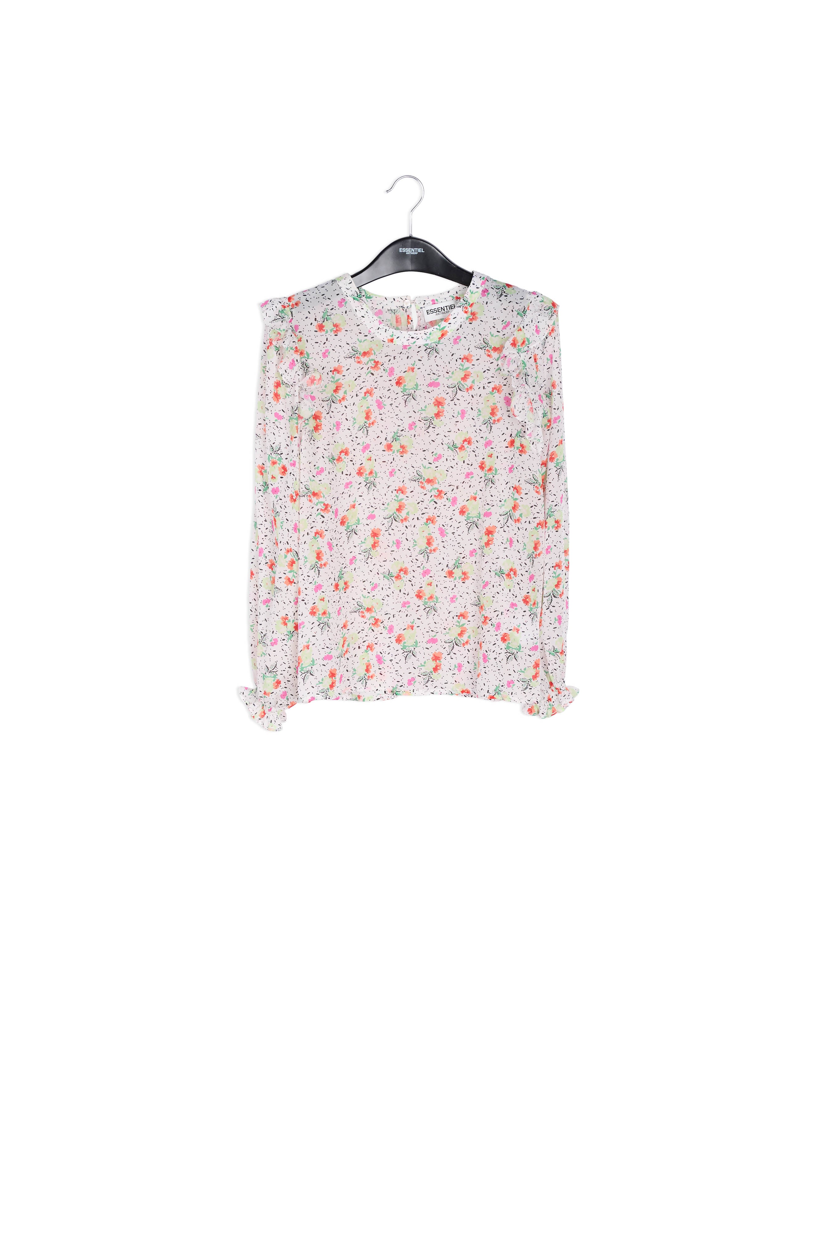 Top blanc cassé fleuri à ruches RE—SSENTIEL | Essentiel second hand