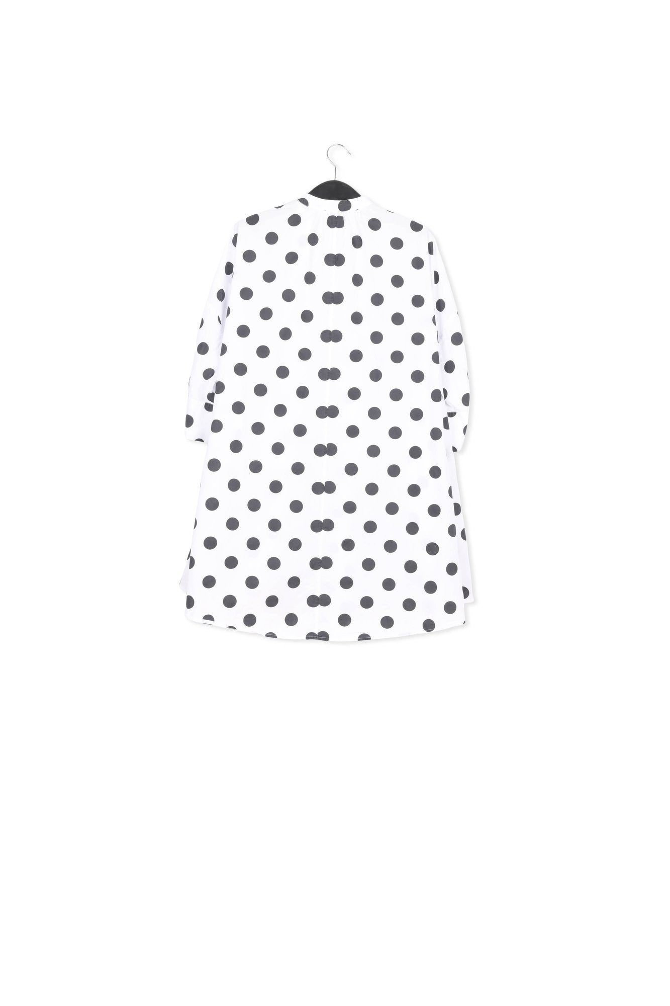 White and black polka-dot knee-length shirt dress RE—SSENTIEL | Essentiel second hand