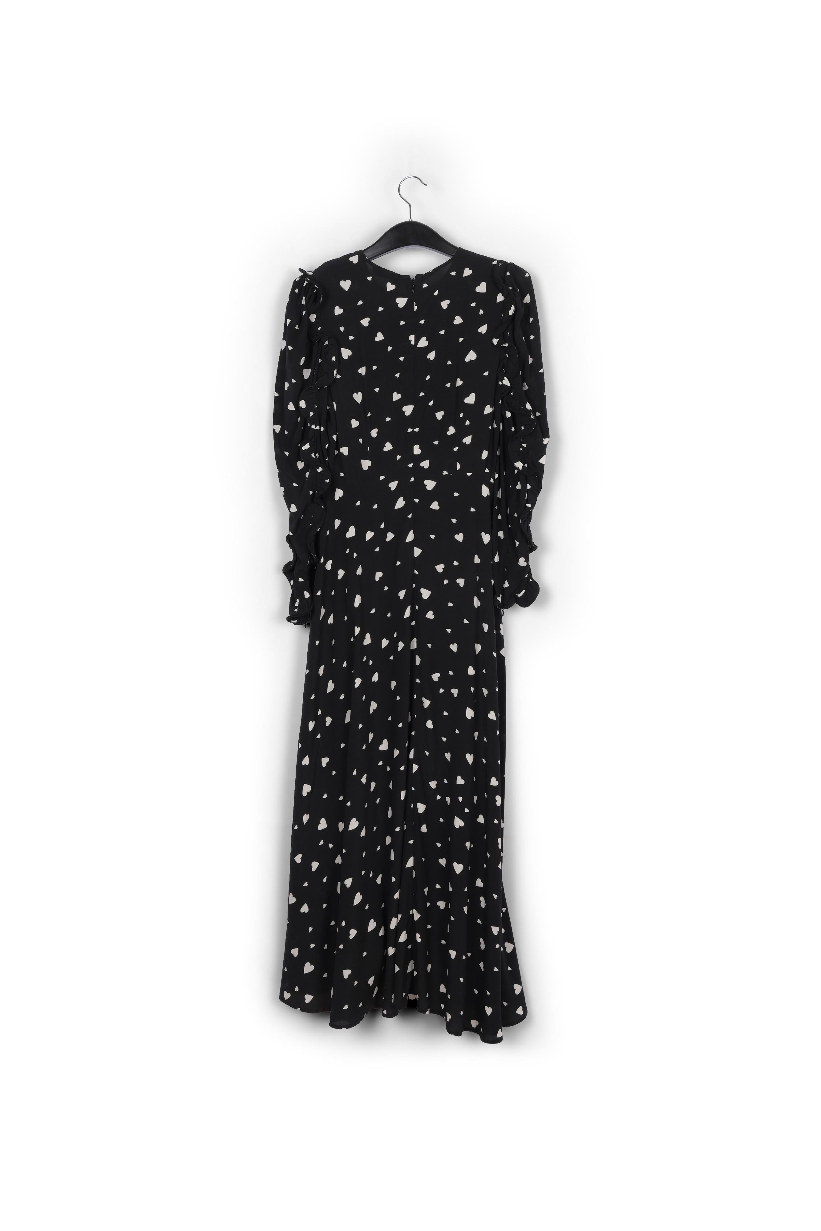 Black heart-print maxi dress with ruffle details RE—SSENTIEL | Essentiel second hand