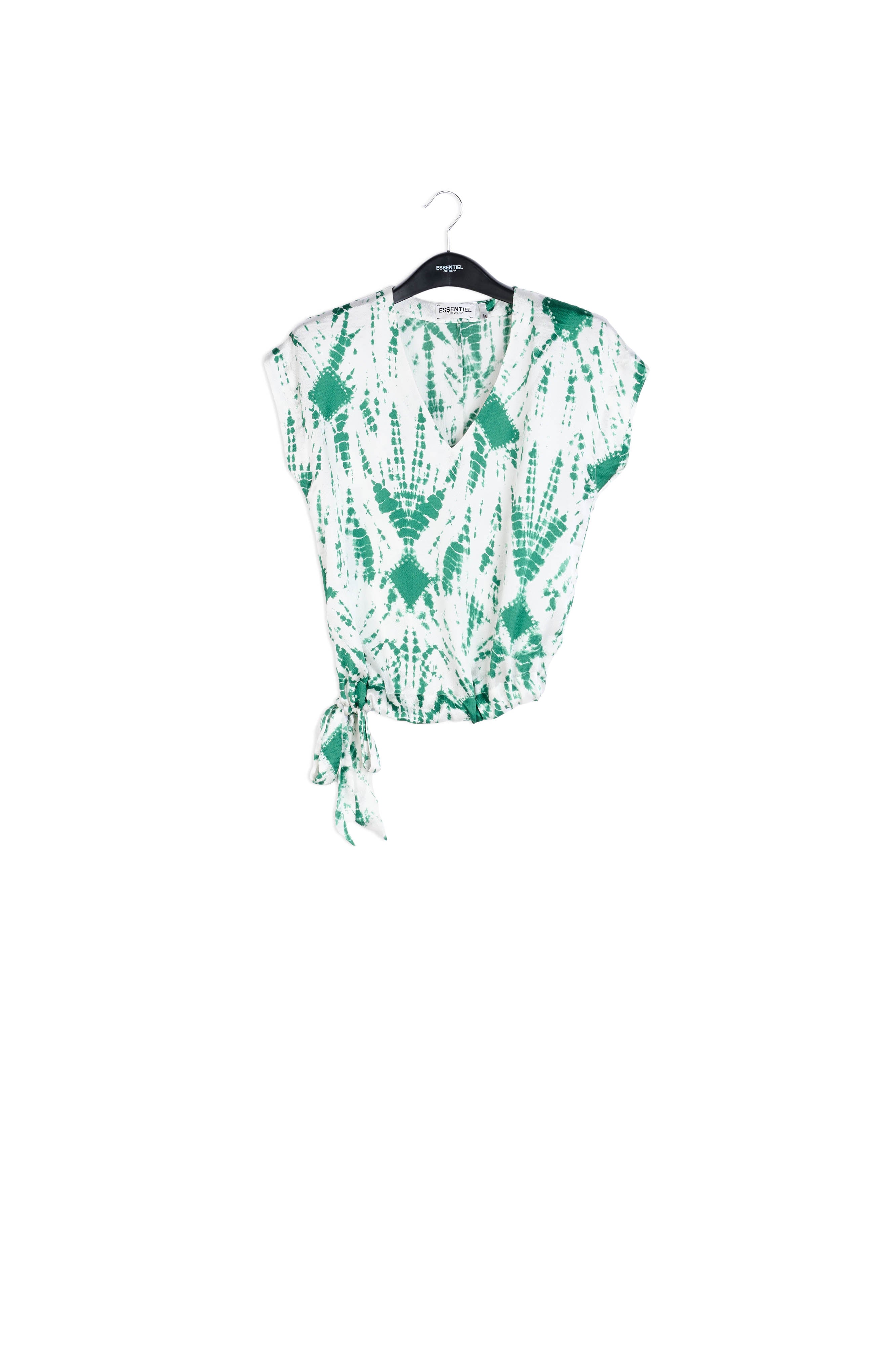 Top en soie tie-dye blanc cassé et vert RE—SSENTIEL | Essentiel second hand