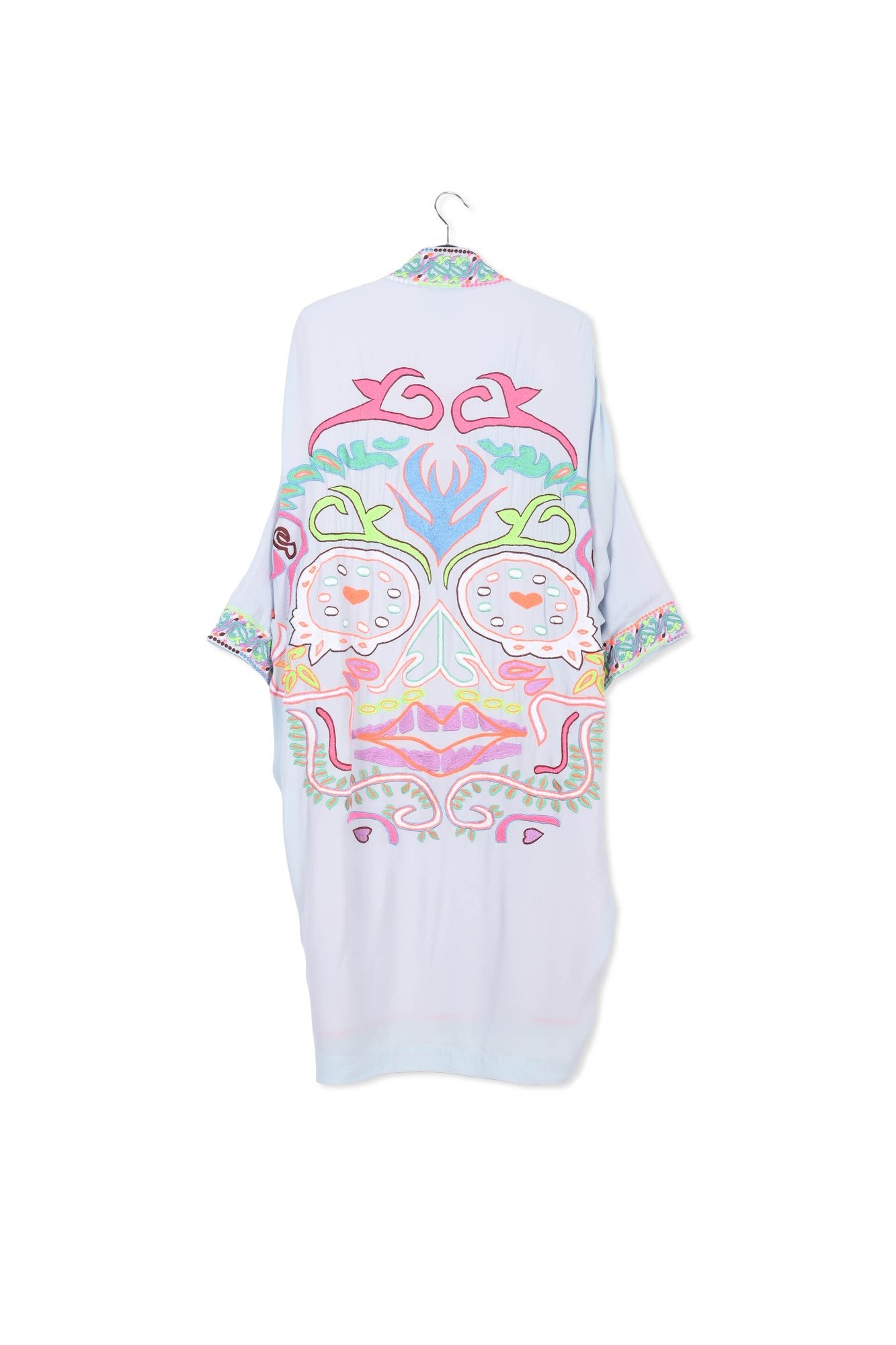 Kimono bleu clair aux broderies multicolores RE—SSENTIEL | Essentiel second hand