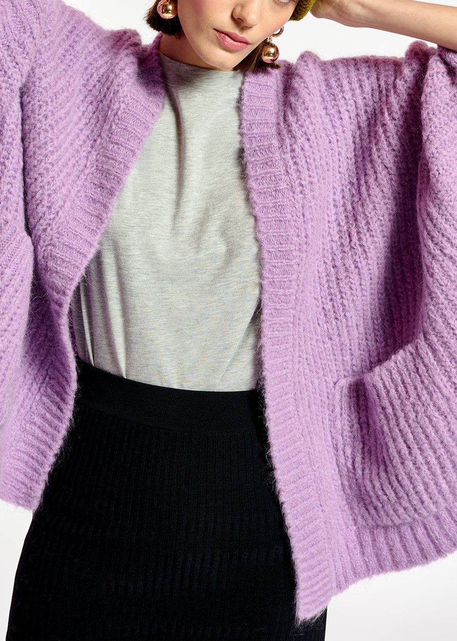 Mauve boxy cut cardigan RE—SSENTIEL | Essentiel second hand