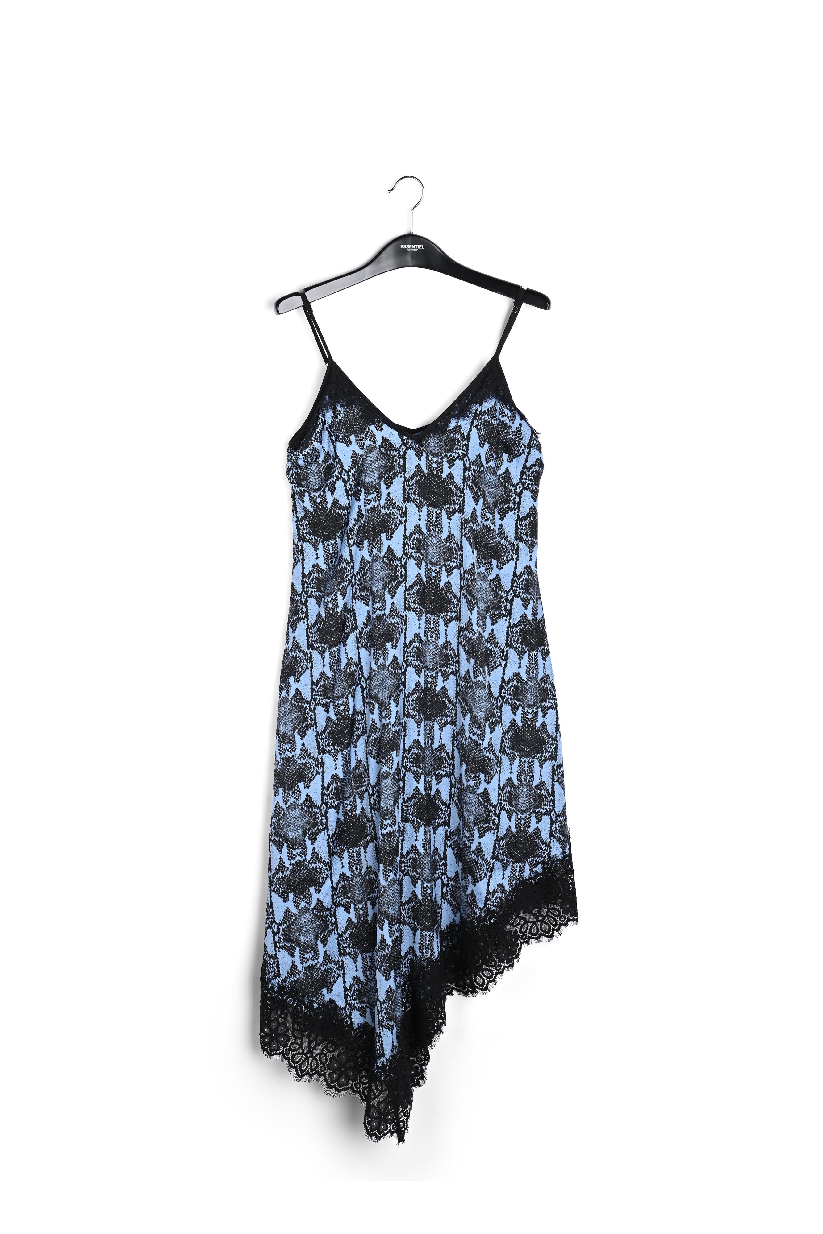 Blauwe midi-jurk met slangenprint RE—SSENTIEL | Essentiel second hand