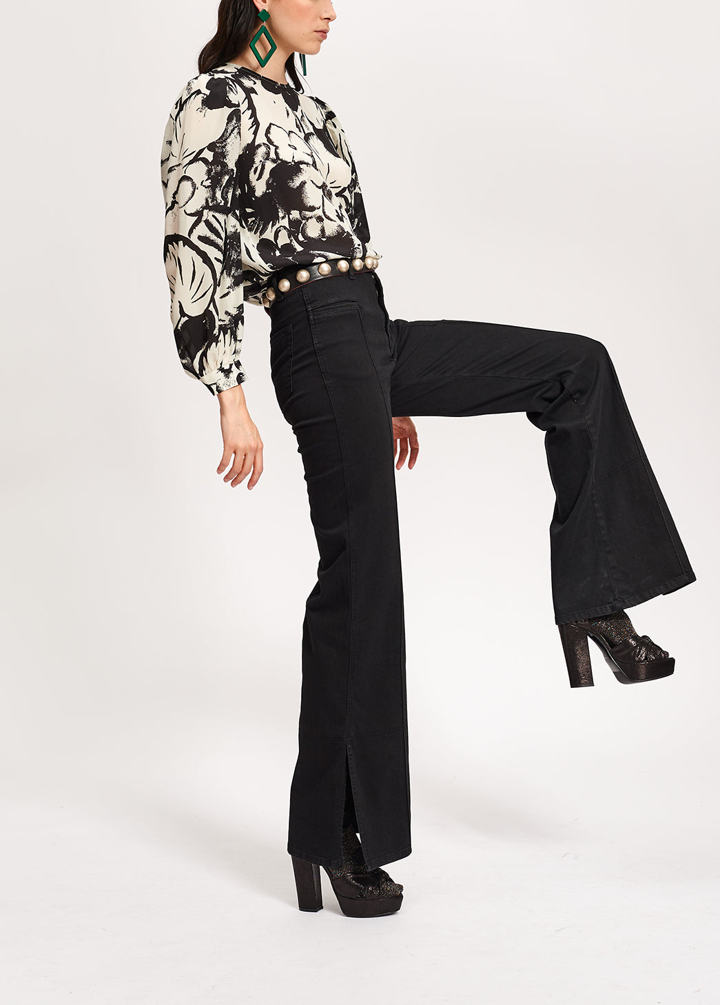 Off-white botanical-print silk blouse RE—SSENTIEL | Essentiel second hand