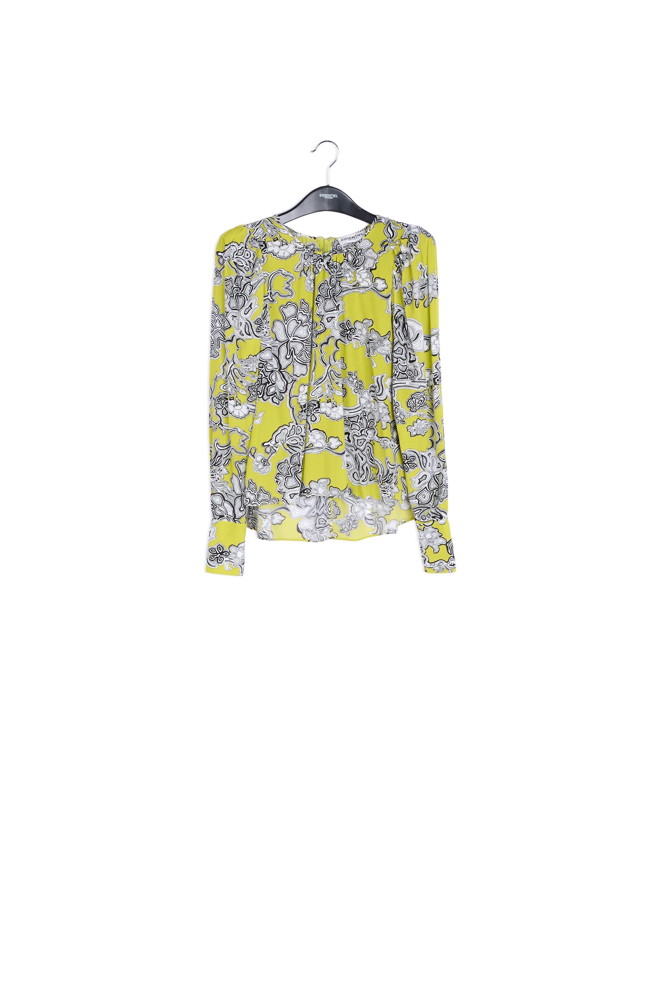 Lime green floral-print top RE—SSENTIEL | Essentiel second hand