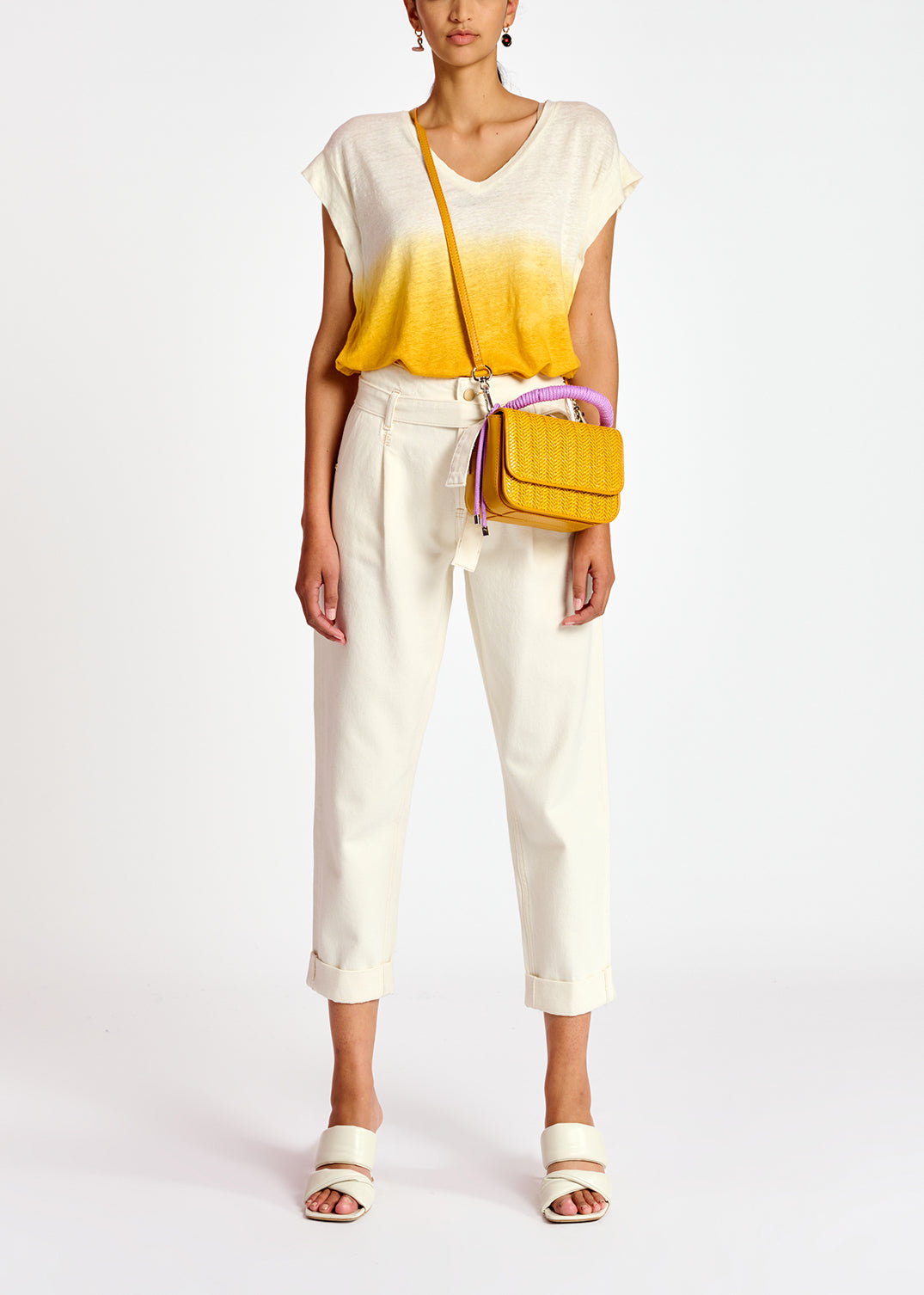 Yellow dip-dye linen t-shirt RE—SSENTIEL | Essentiel second hand