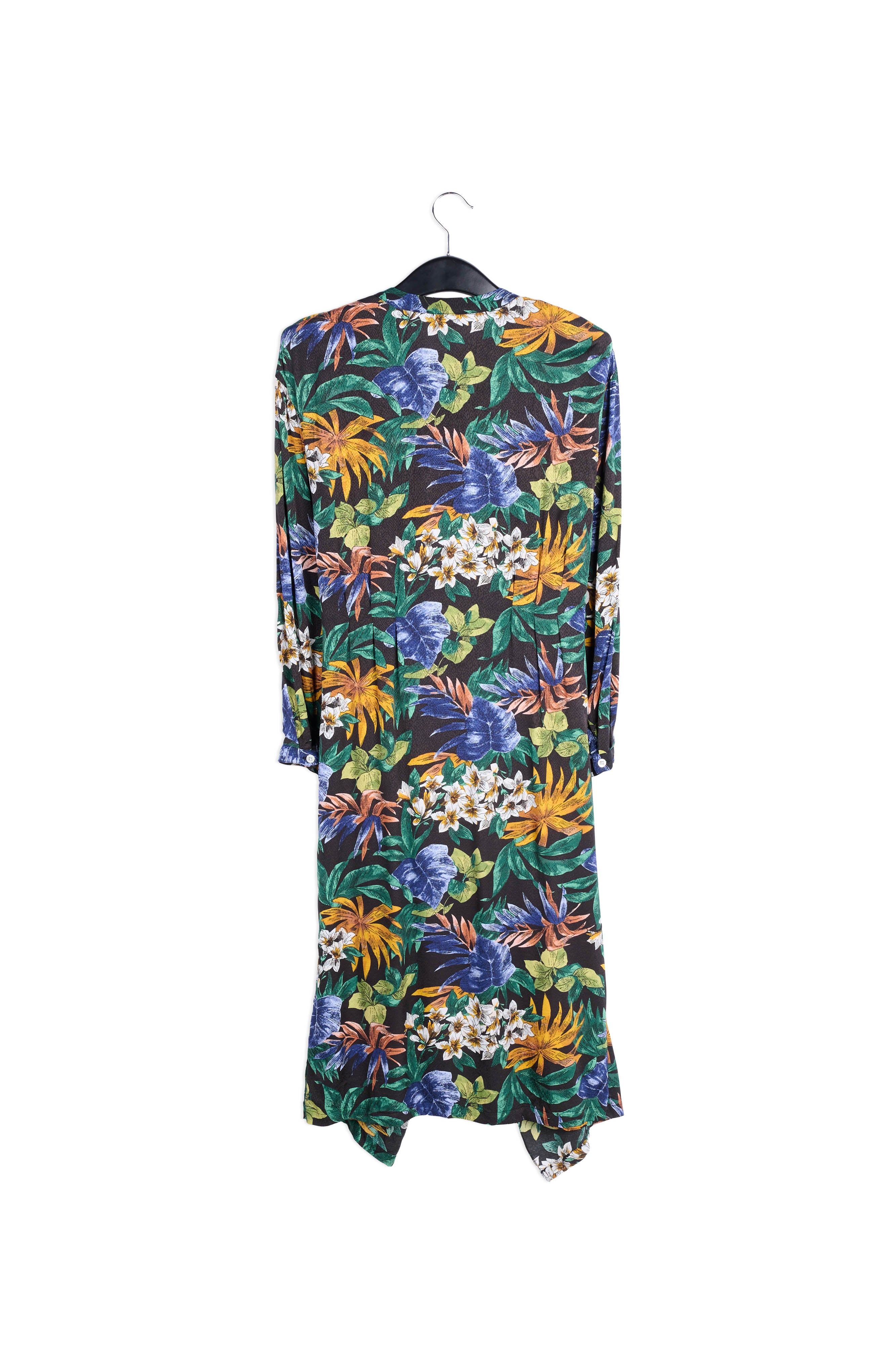 Blue, green and orange floral-print midi dress RE—SSENTIEL | Essentiel second hand