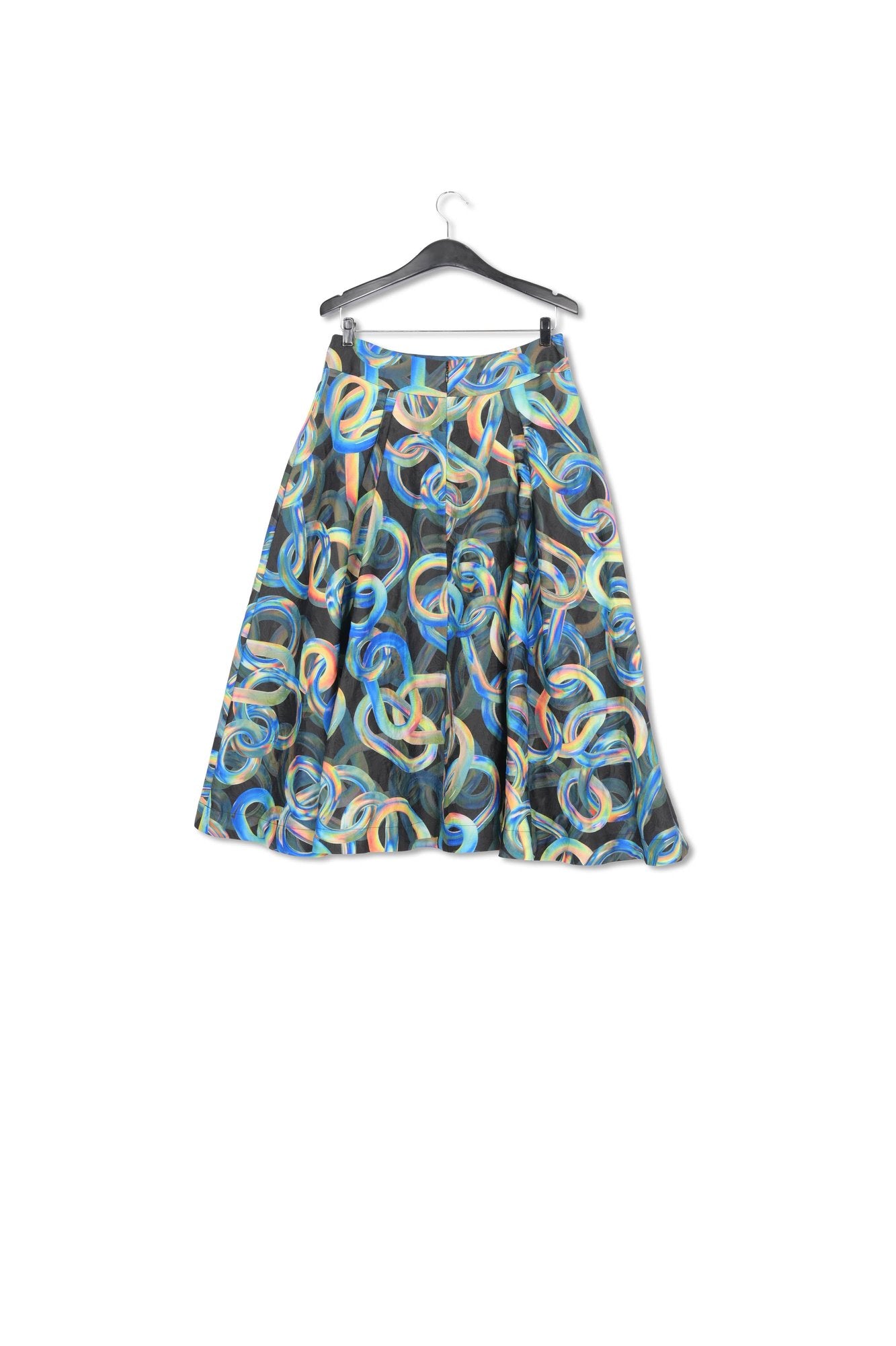 Black jacquard pleated midi skirt with abstract print RE—SSENTIEL | Essentiel second hand