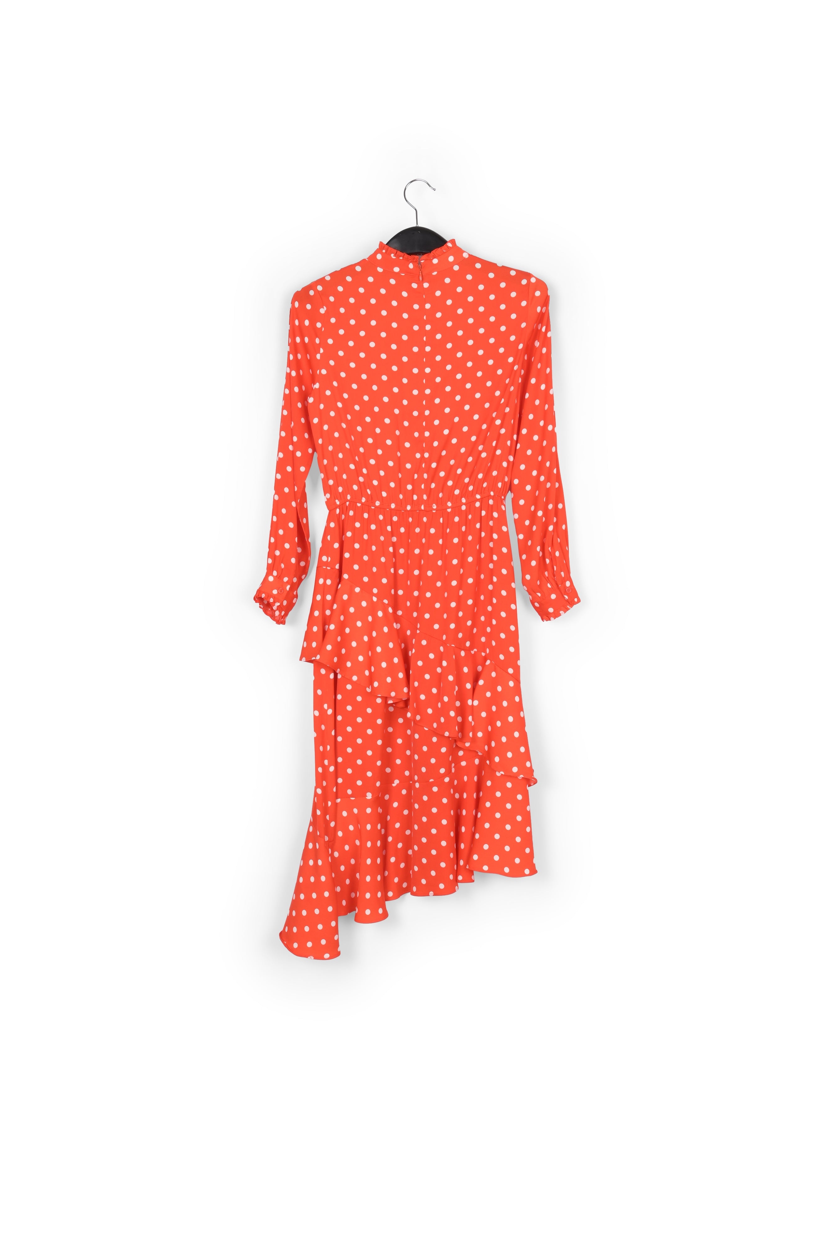 Red polka dot ruffled midi dress RE—SSENTIEL | Essentiel second hand