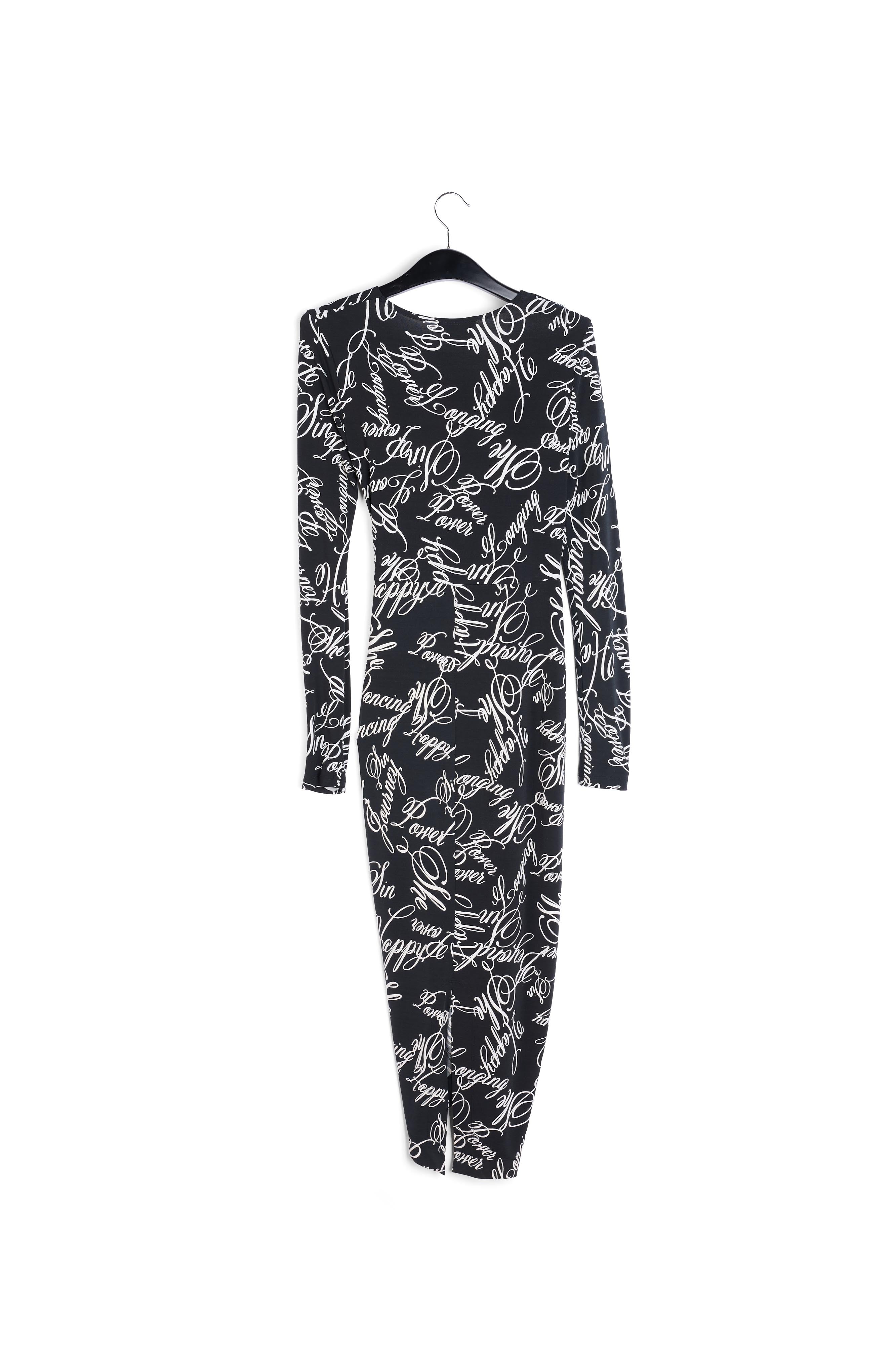 Black midi dress with floral-print RE—SSENTIEL | Essentiel second hand