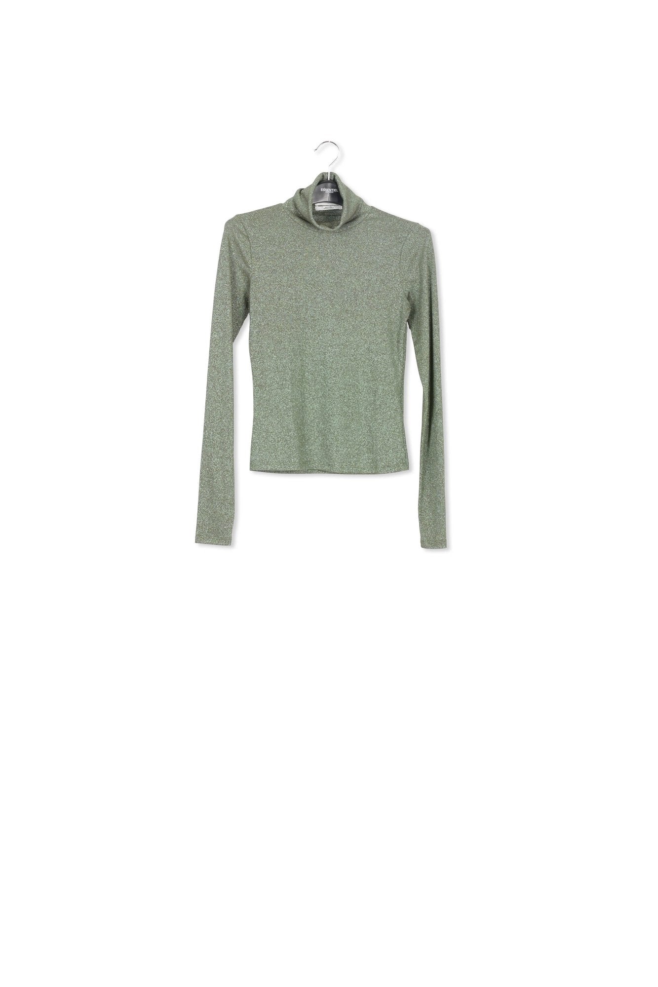 Dark green lurex turtleneck top RE—SSENTIEL | Essentiel second hand