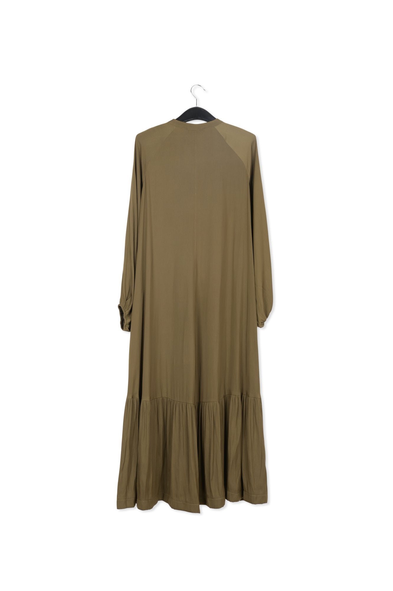 Khaki green long-sleeved maxi dress RE—SSENTIEL | Essentiel second hand
