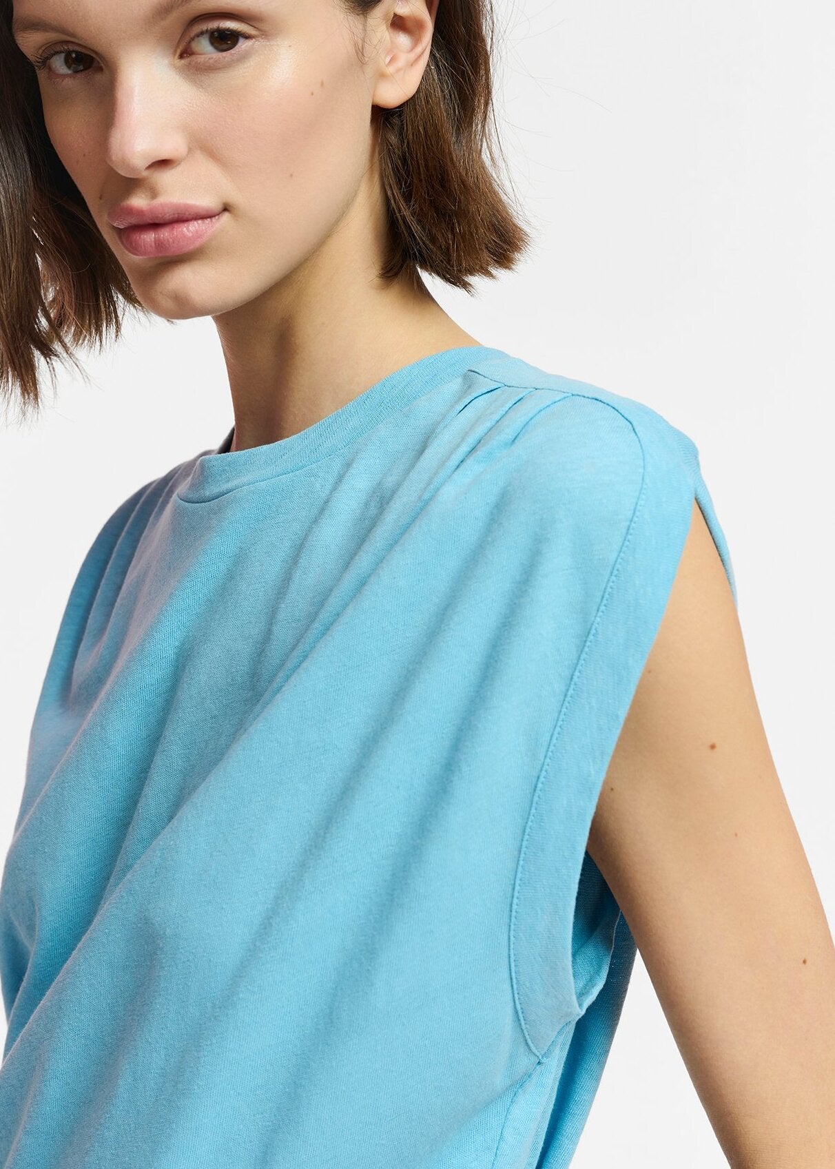 Blue cotton-linen T-shirt RE—SSENTIEL | Essentiel second hand