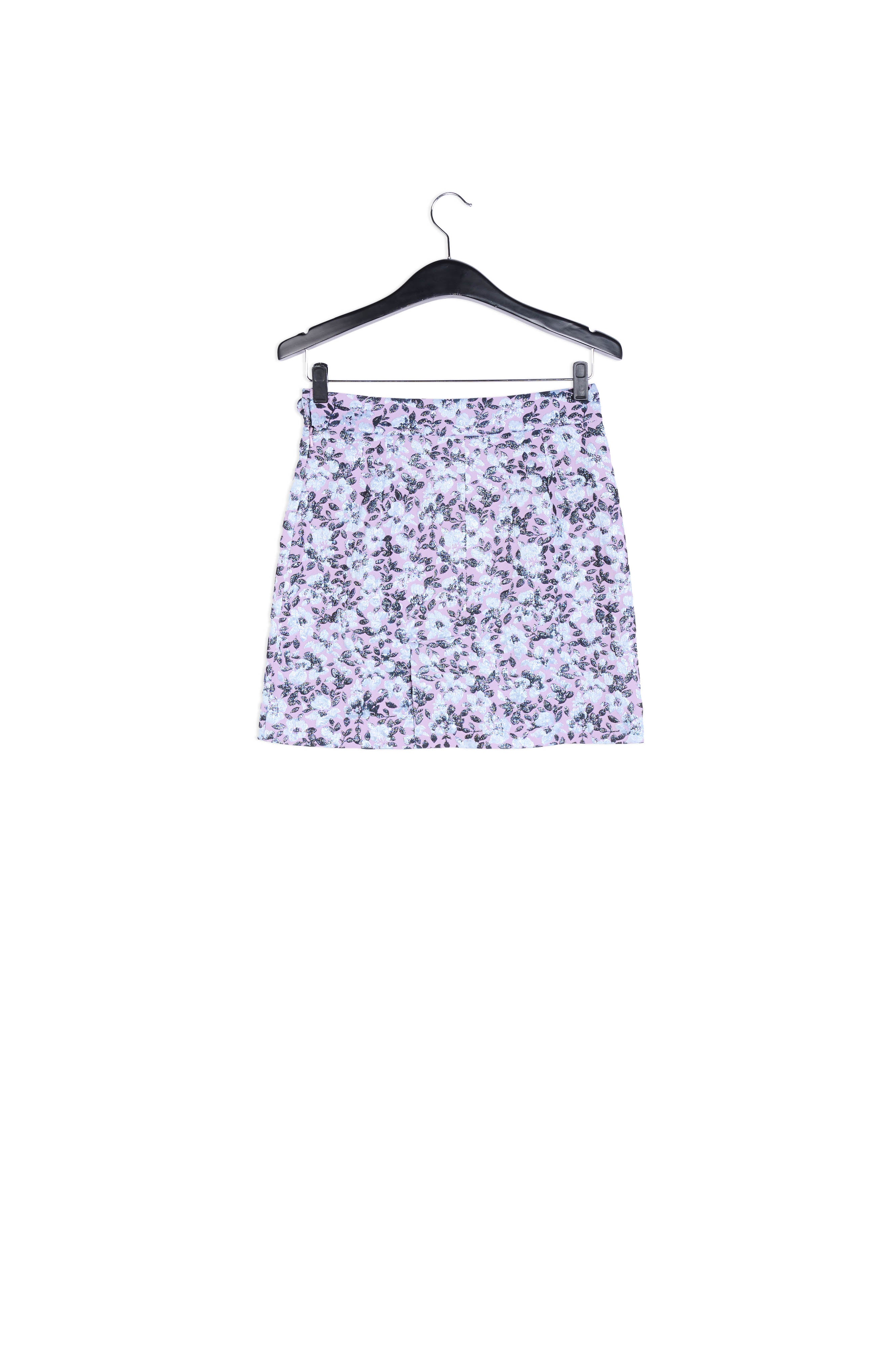 Lilac mini skirt with metallic floral motif RE—SSENTIEL | Essentiel second hand
