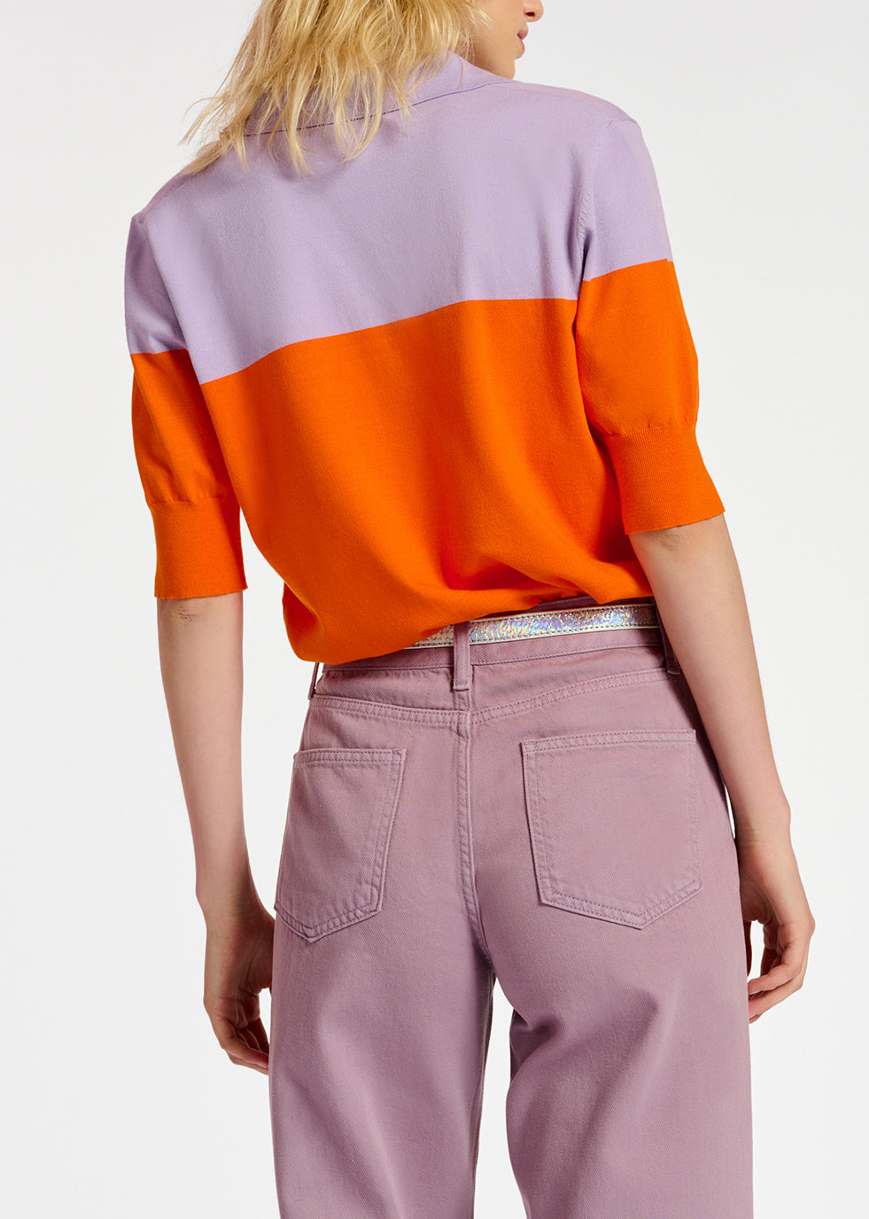 Oranje en lila gebreide polotop RE—SSENTIEL | Essentiel second hand