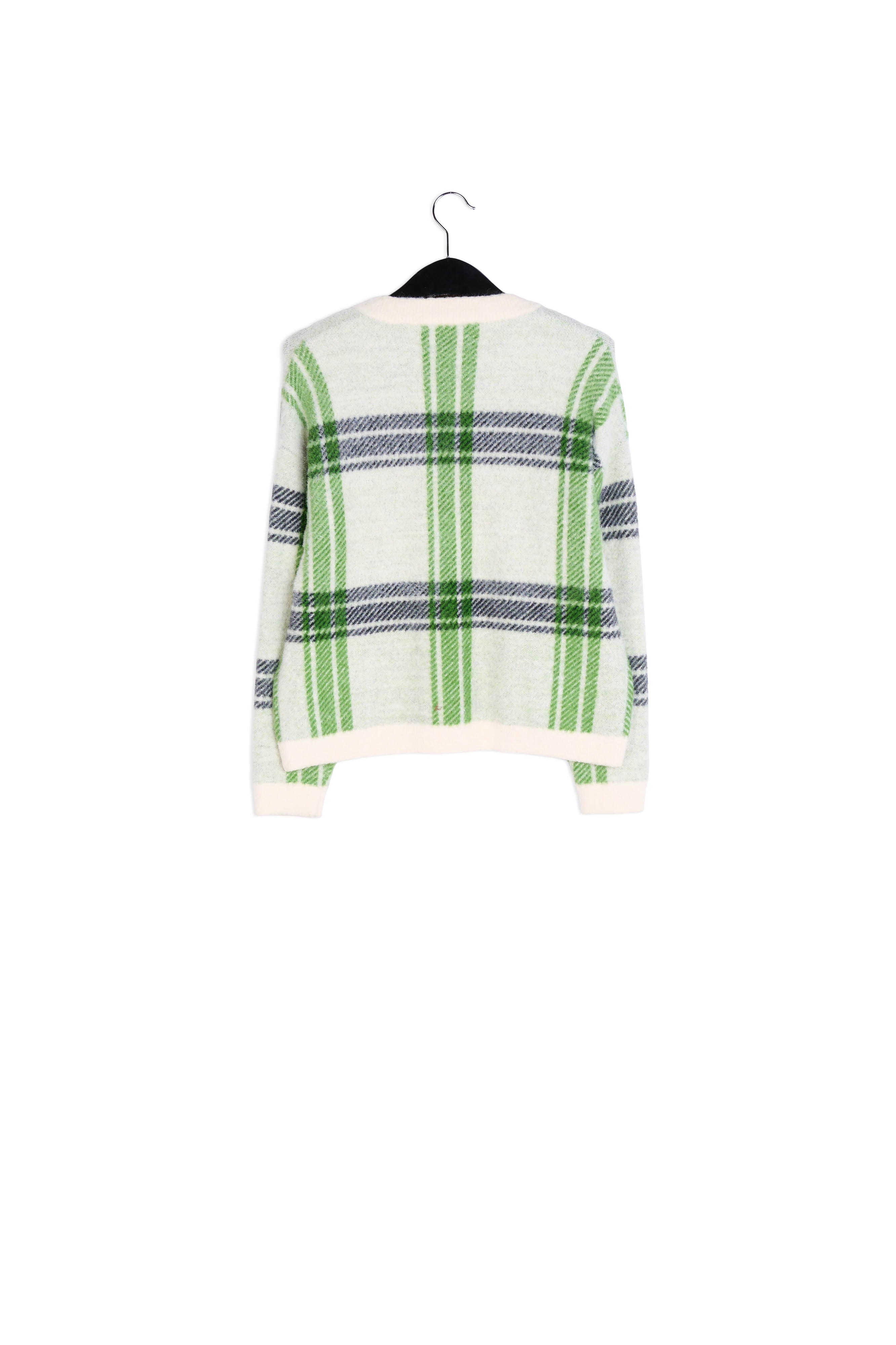 Off-white and green check cardigan RE—SSENTIEL | Essentiel second hand