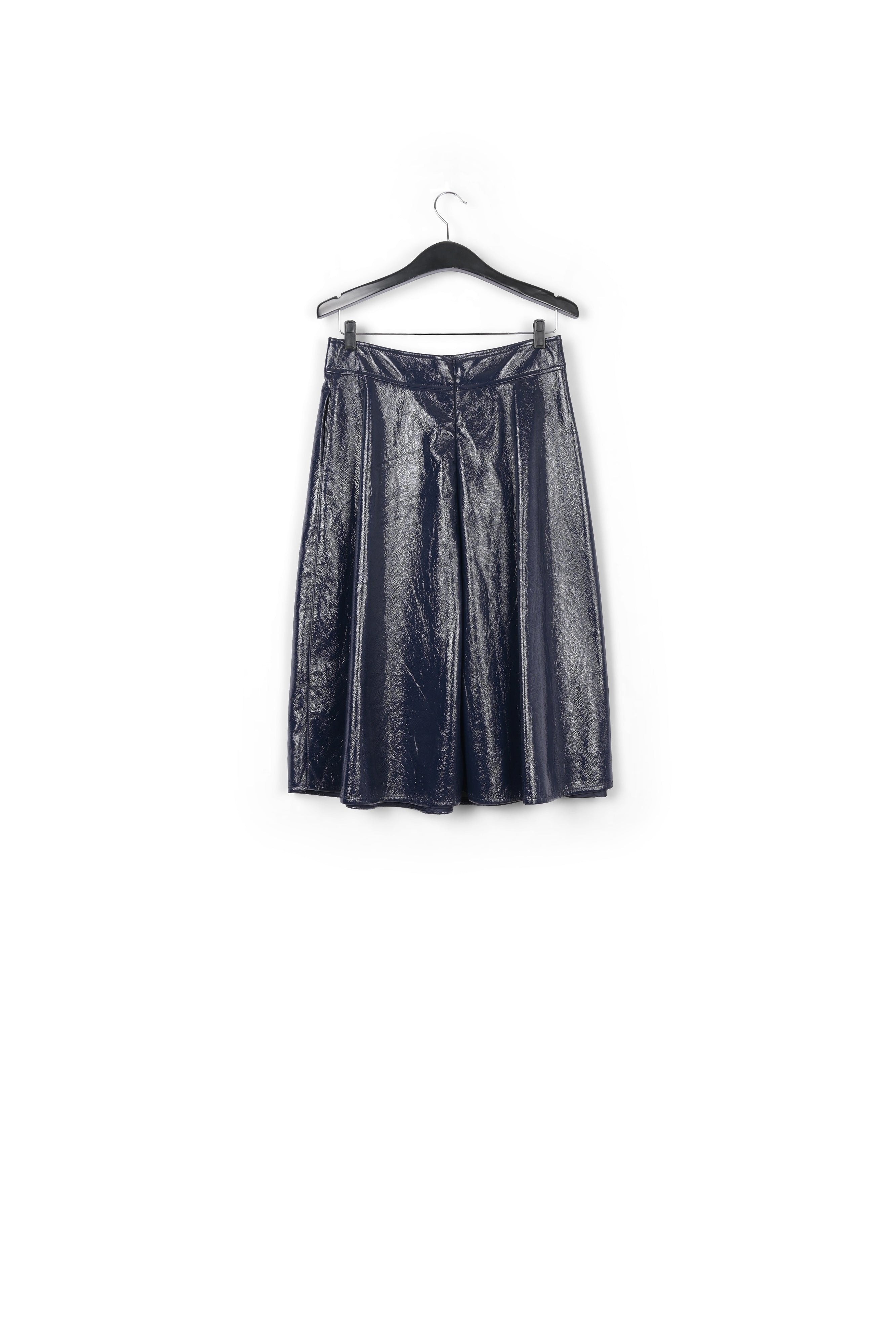 Dark blue faux leather A-line skirt RE—SSENTIEL | Essentiel second hand