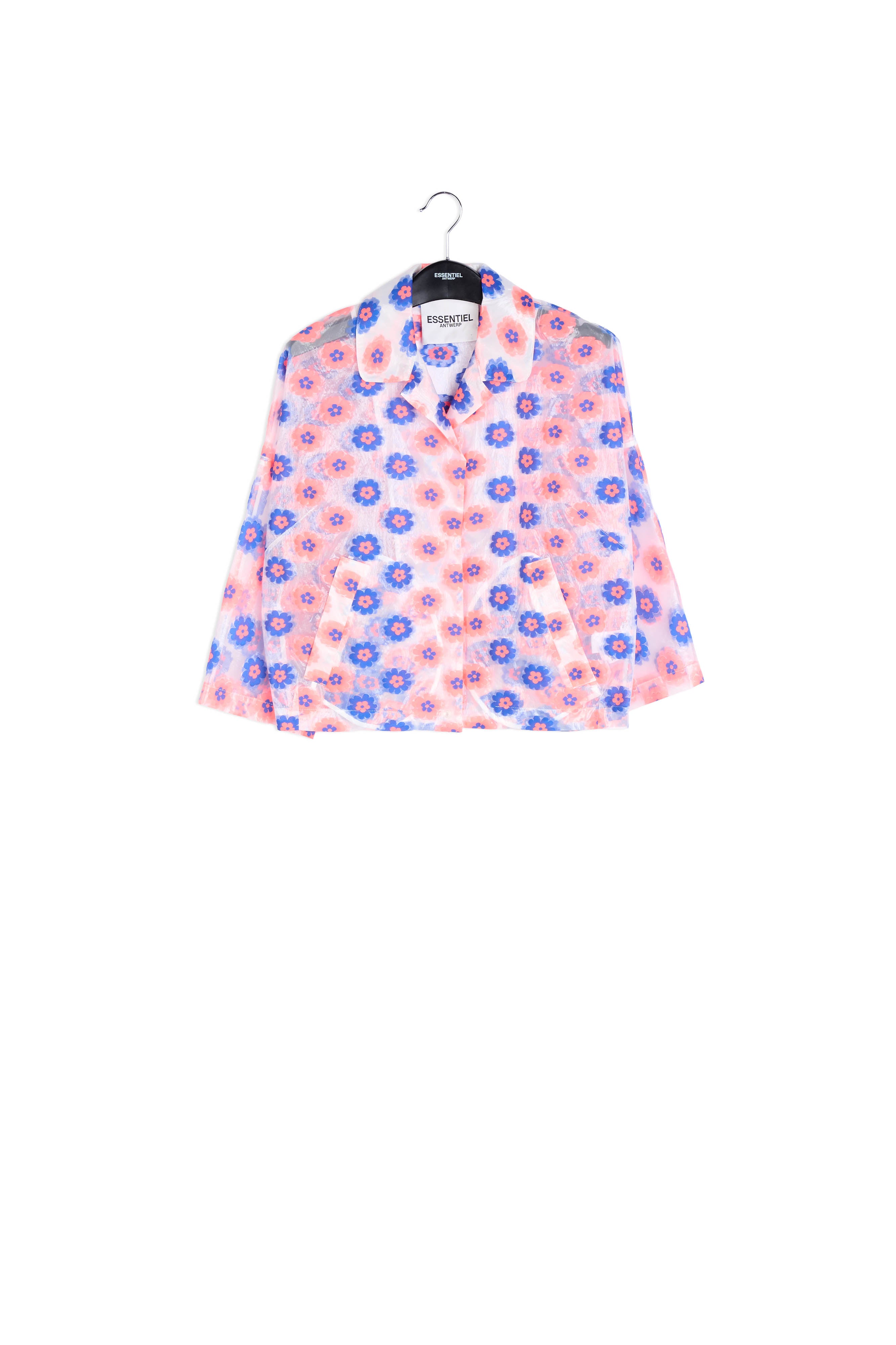 Veste transparente à fleurs rose fluo et bleu RE—SSENTIEL | Essentiel second hand