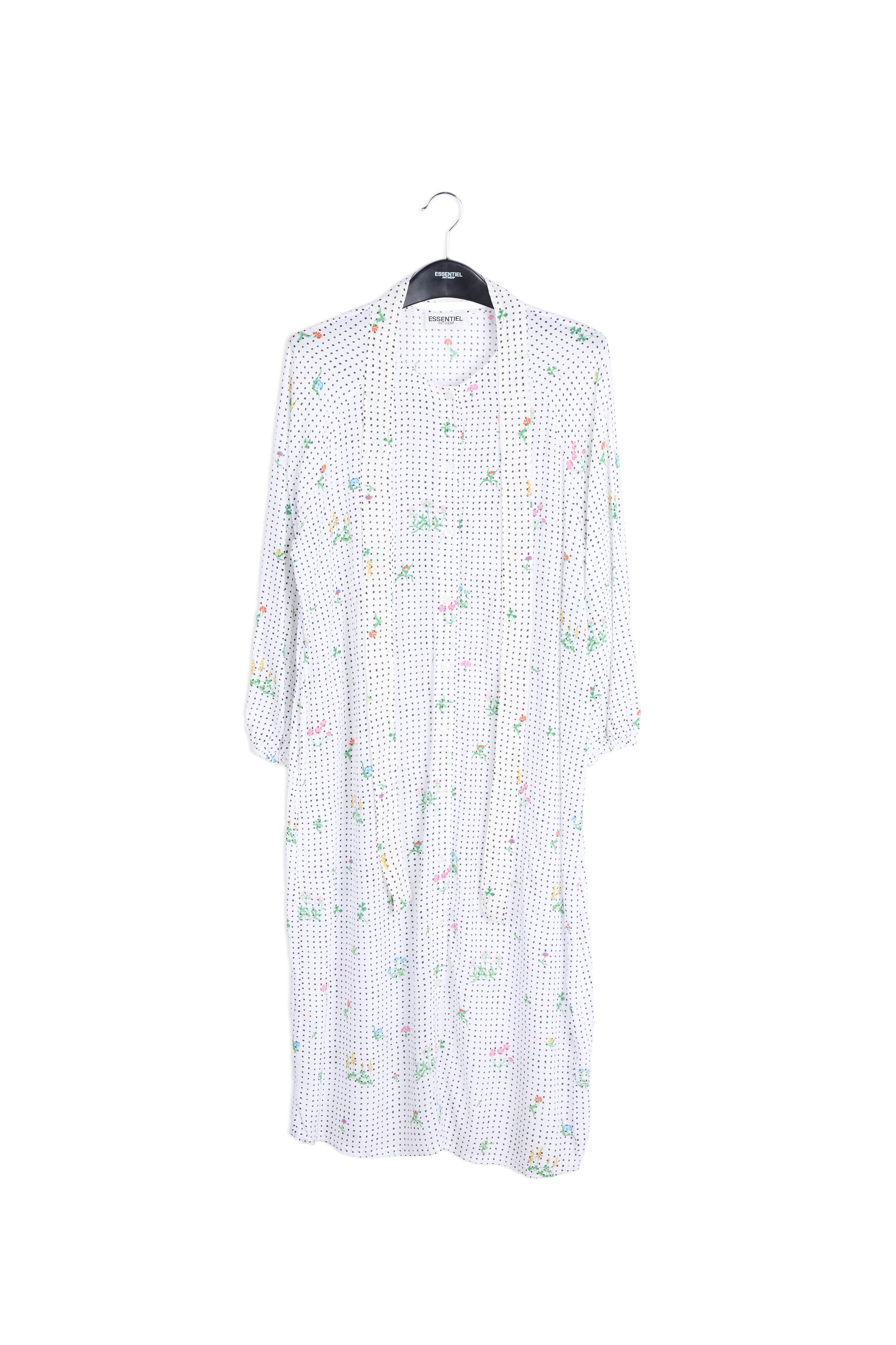 Off-white polka dot and floral shirt dress RE—SSENTIEL | Essentiel second hand