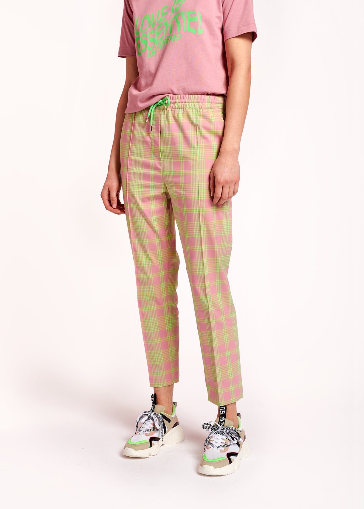 Pantalon tartan vieux rose RE—SSENTIEL | Essentiel second hand