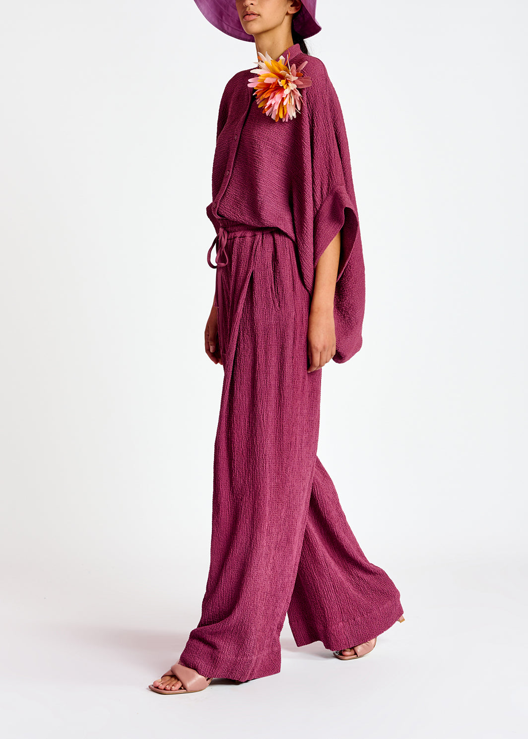 Chemise carrée en cloqué pourpre RE—SSENTIEL | Essentiel second hand