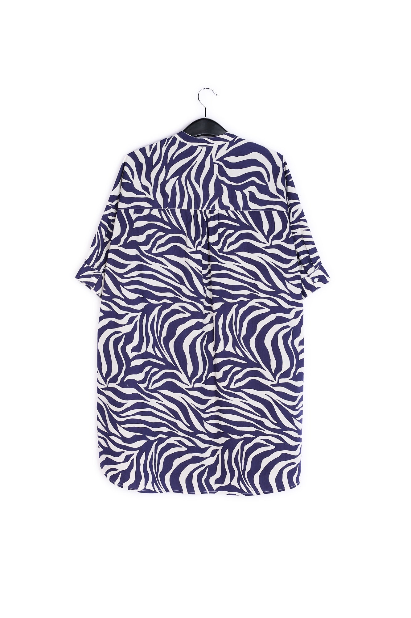 Off-white and navy blue zebra-print cotton shirt dress RE—SSENTIEL | Essentiel second hand