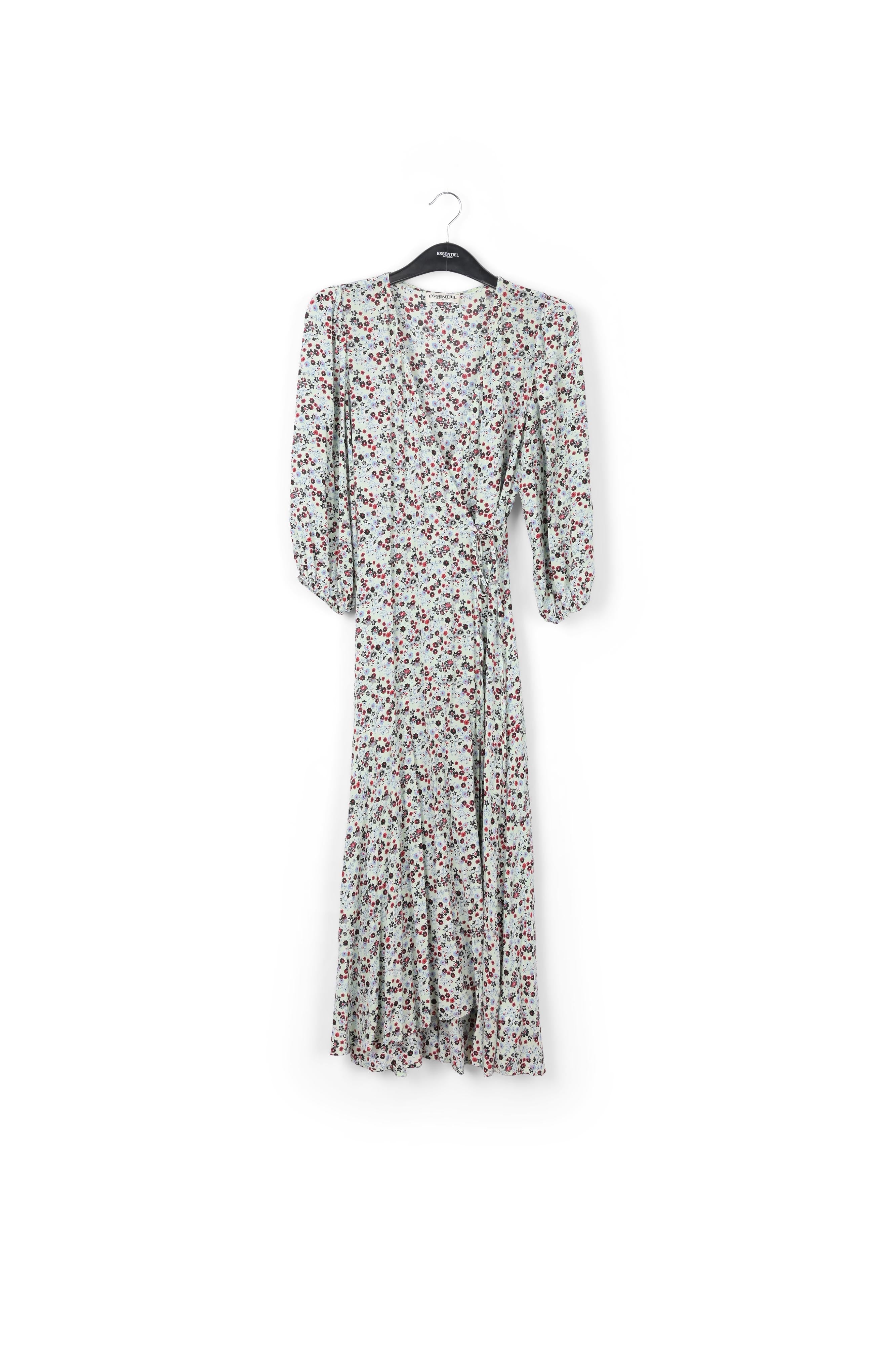 Mint green floral-print wrap maxi dress RE—SSENTIEL | Essentiel second hand