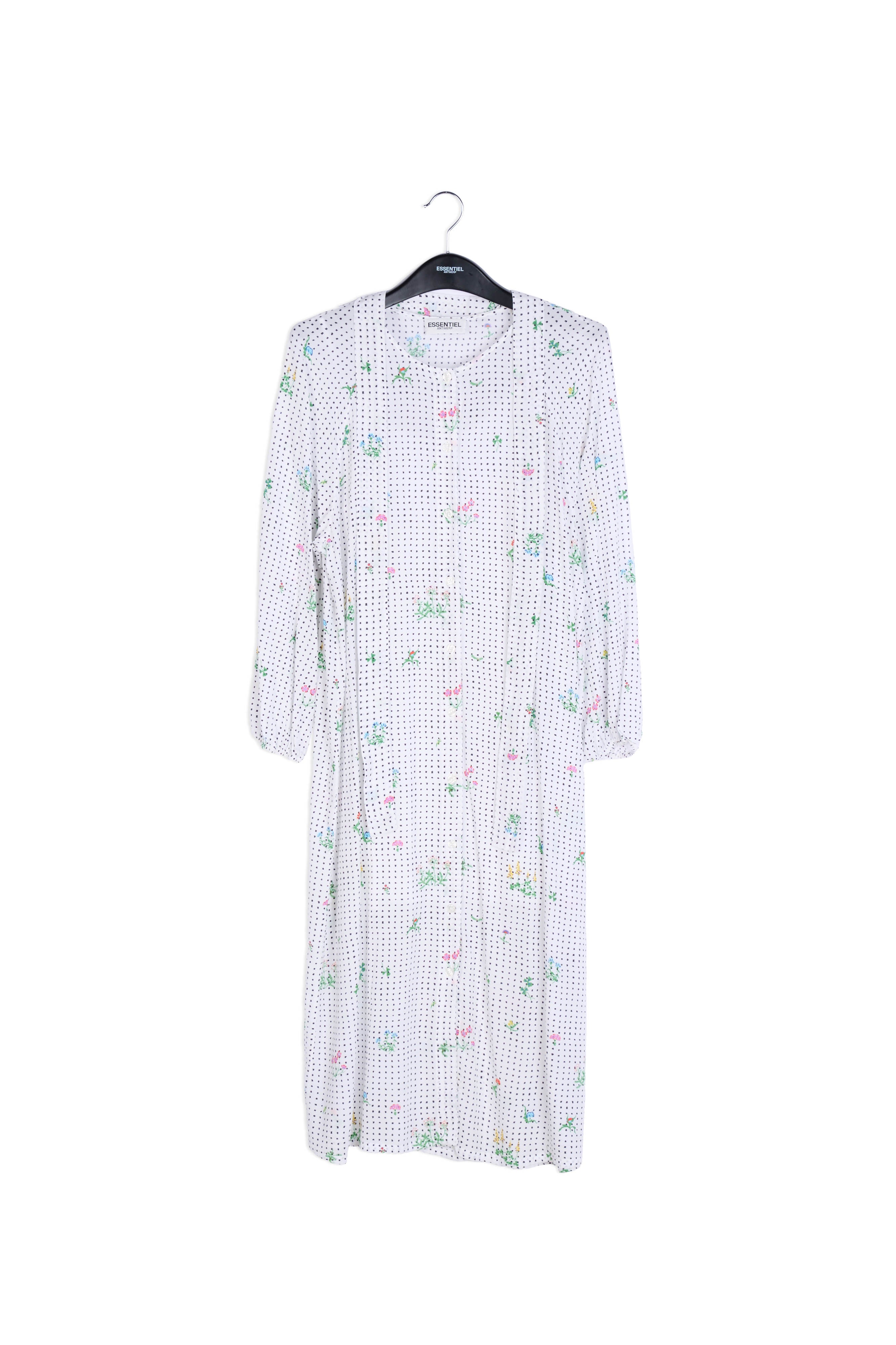 Off-white polka dot and floral shirt dress RE—SSENTIEL | Essentiel second hand
