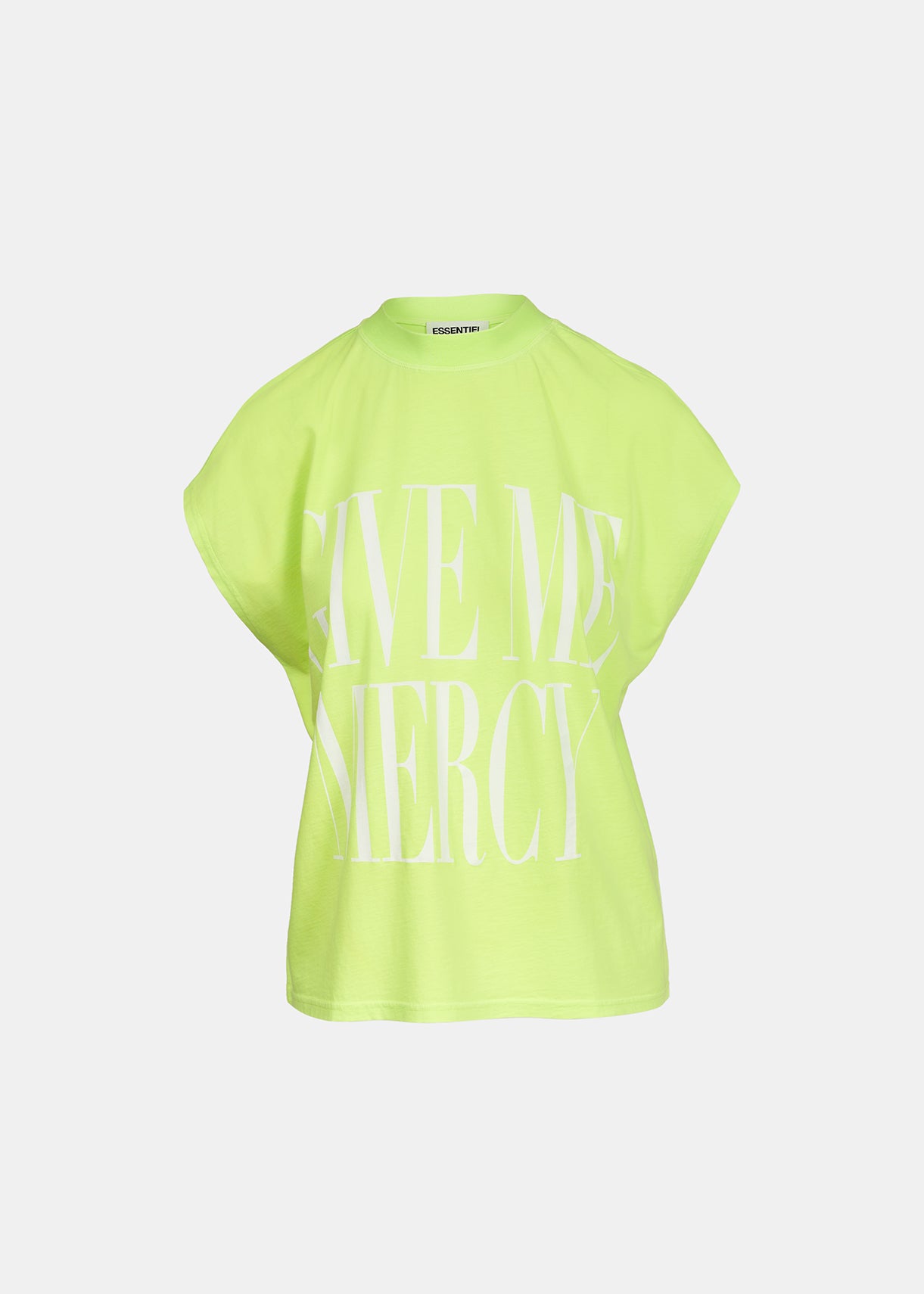 Neon yellow organic cotton T-shirt with text print RE—SSENTIEL | Essentiel second hand