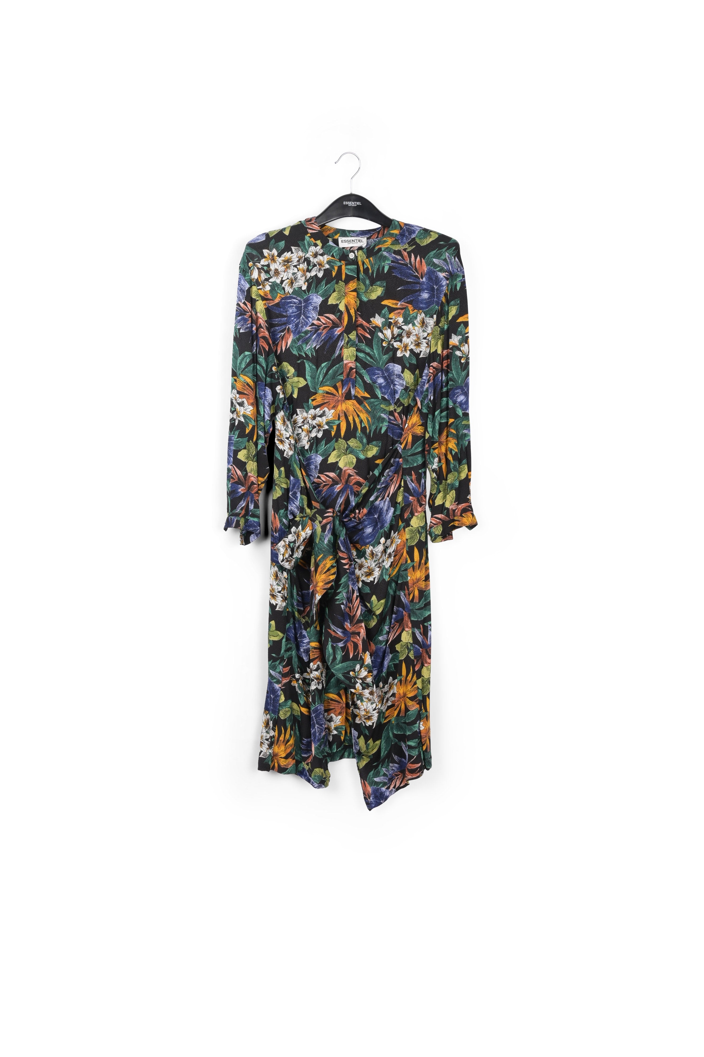 Blue, green and orange floral-print midi dress RE—SSENTIEL | Essentiel second hand
