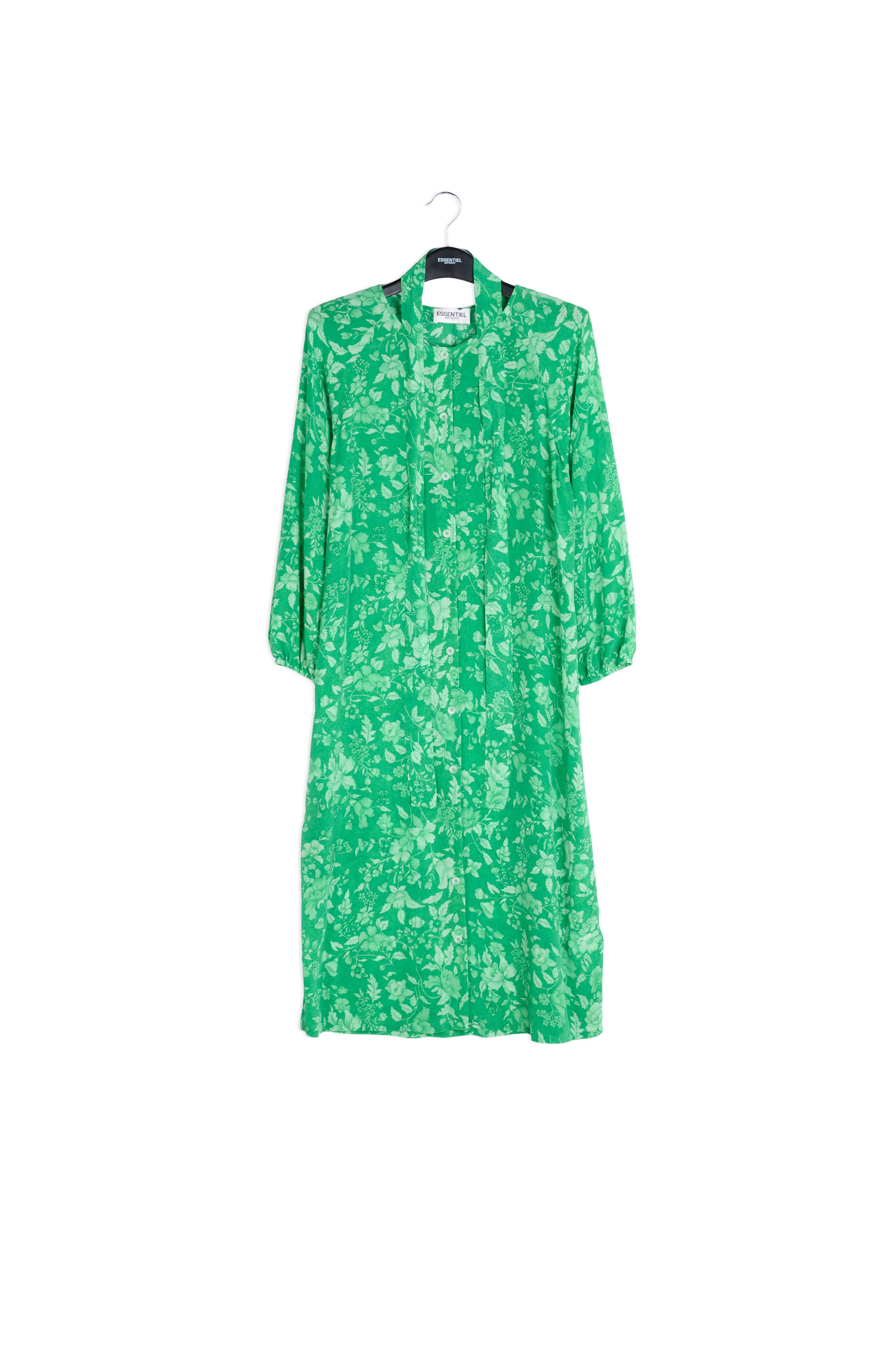 Printed green silk shirt dress RE—SSENTIEL | Essentiel second hand