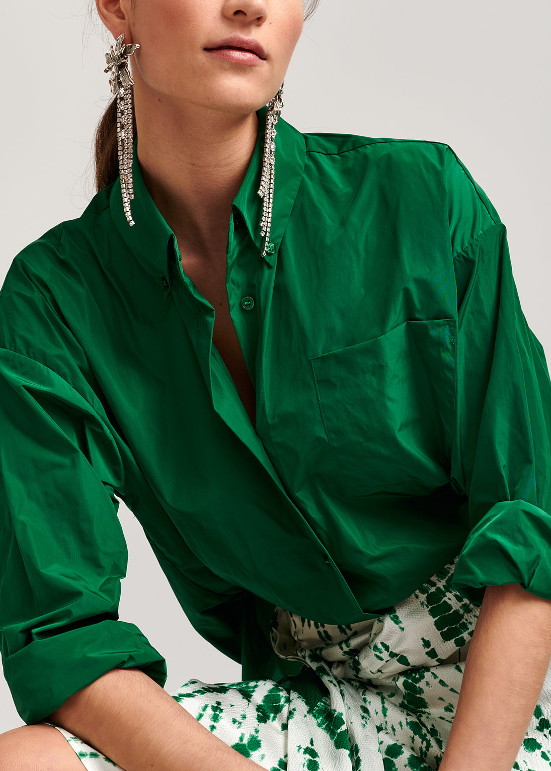 Groen oversized hemd RE—SSENTIEL | Essentiel second hand