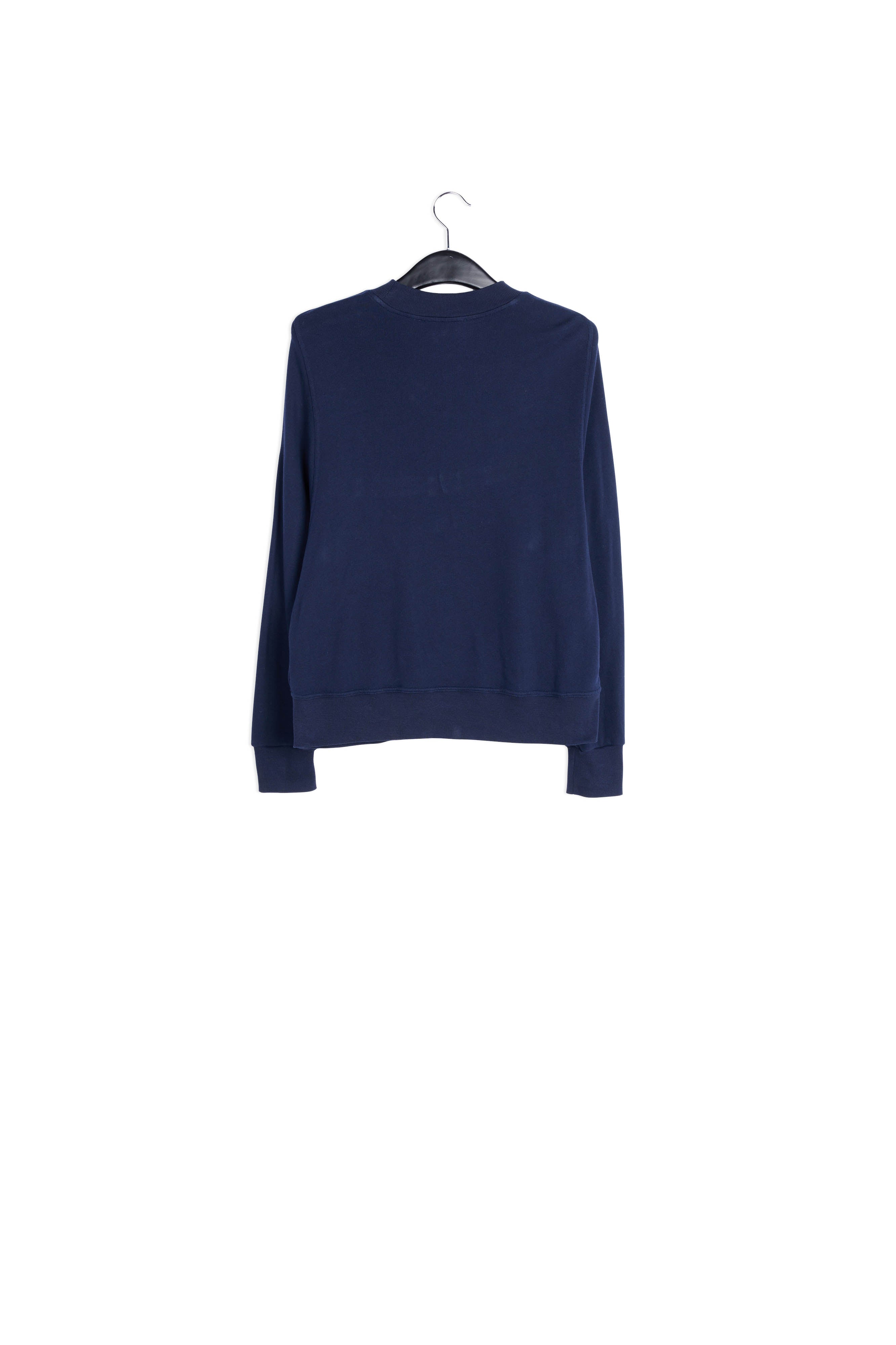 Navy blue cotton-jersey sweatshirt with metallic varsity print RE—SSENTIEL | Essentiel second hand