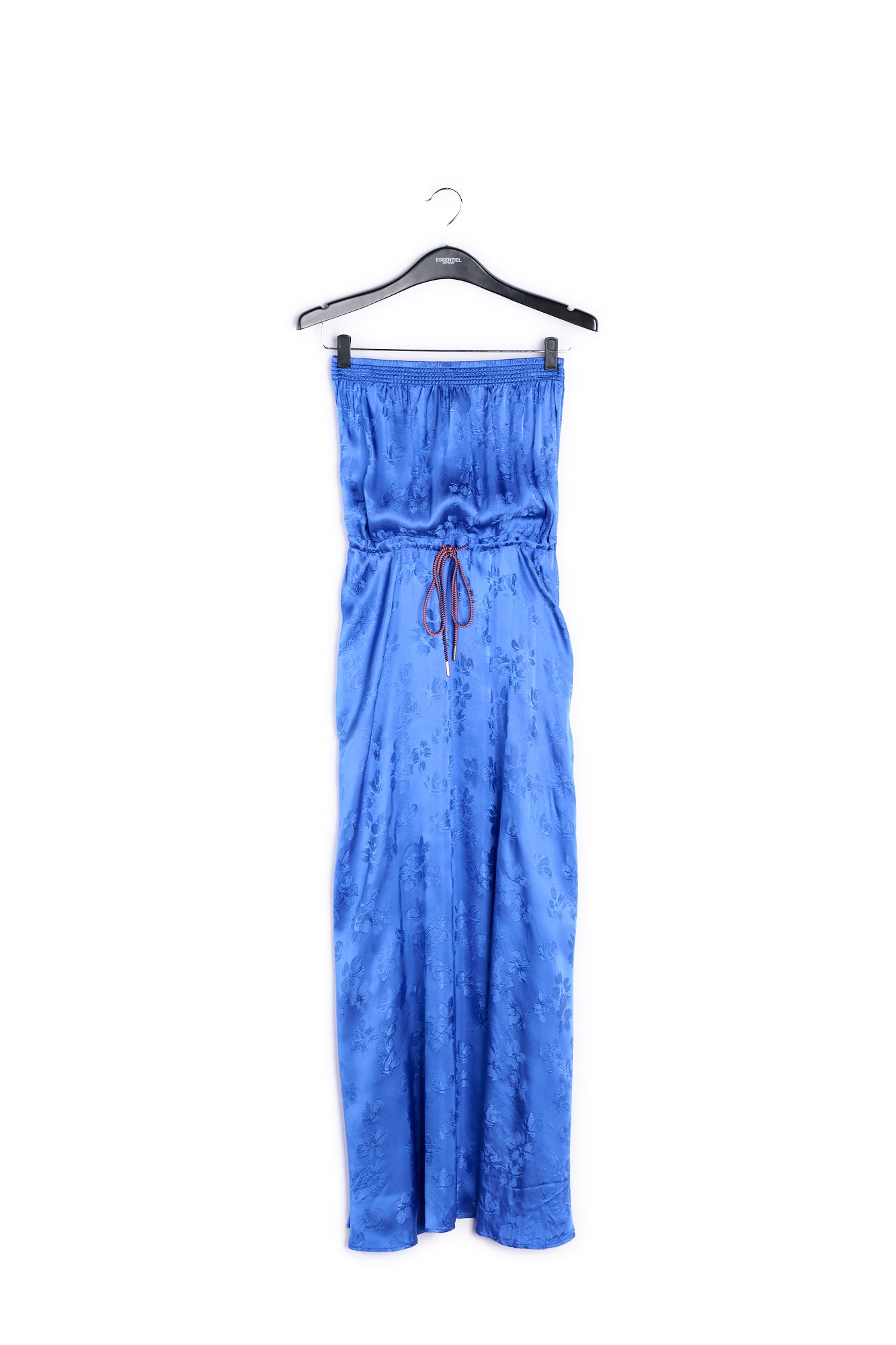 Cobalt blue floral-print jacquard maxi dress RE—SSENTIEL | Essentiel second hand