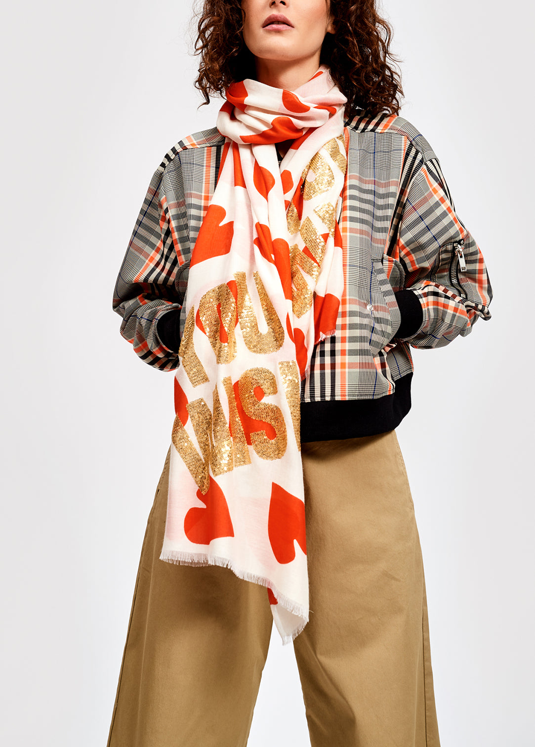 Off-white sequin-embroidered scarf RE—SSENTIEL | Essentiel second hand