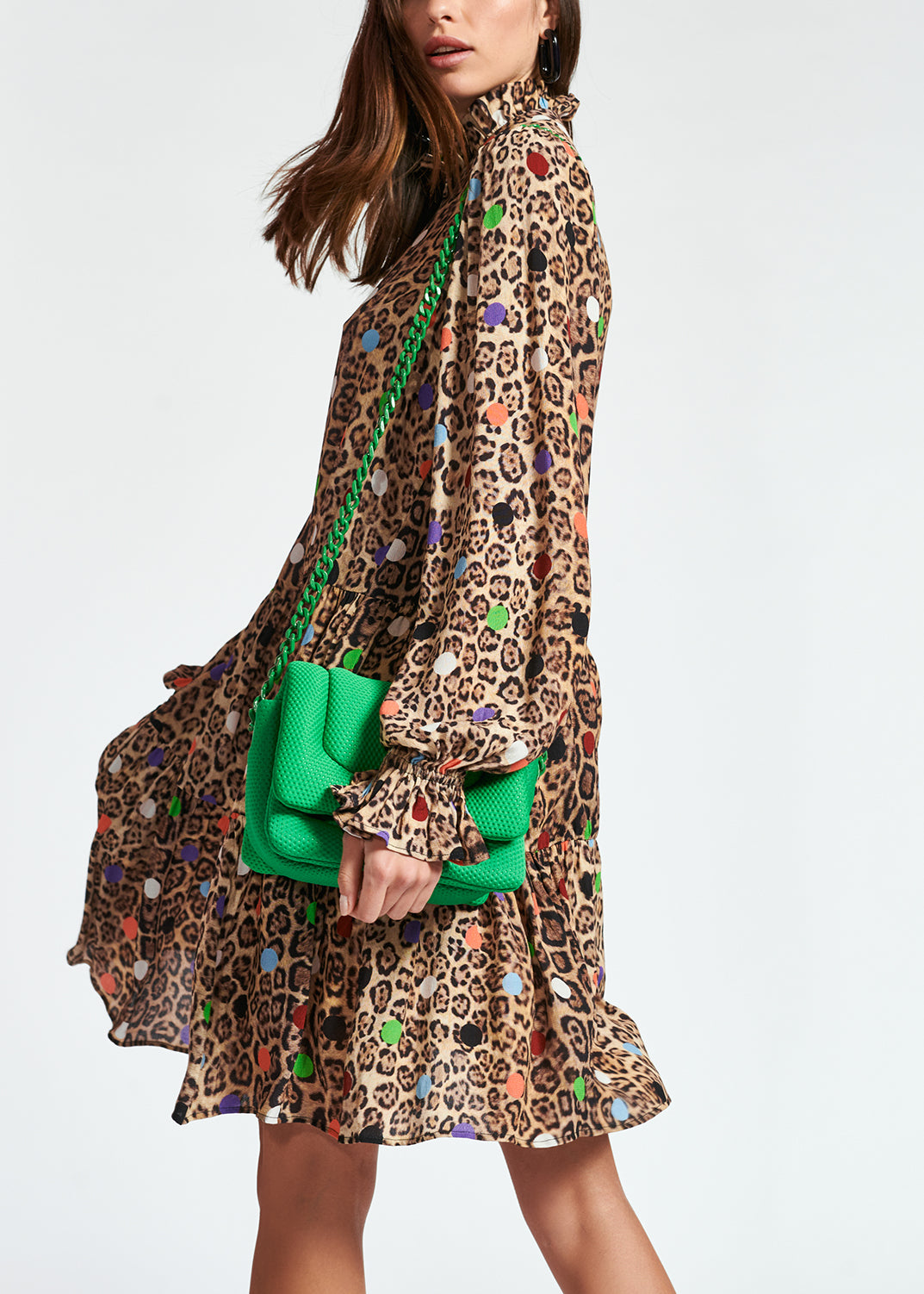 Leopard print and dots A-line mini dress RE—SSENTIEL | Essentiel second hand