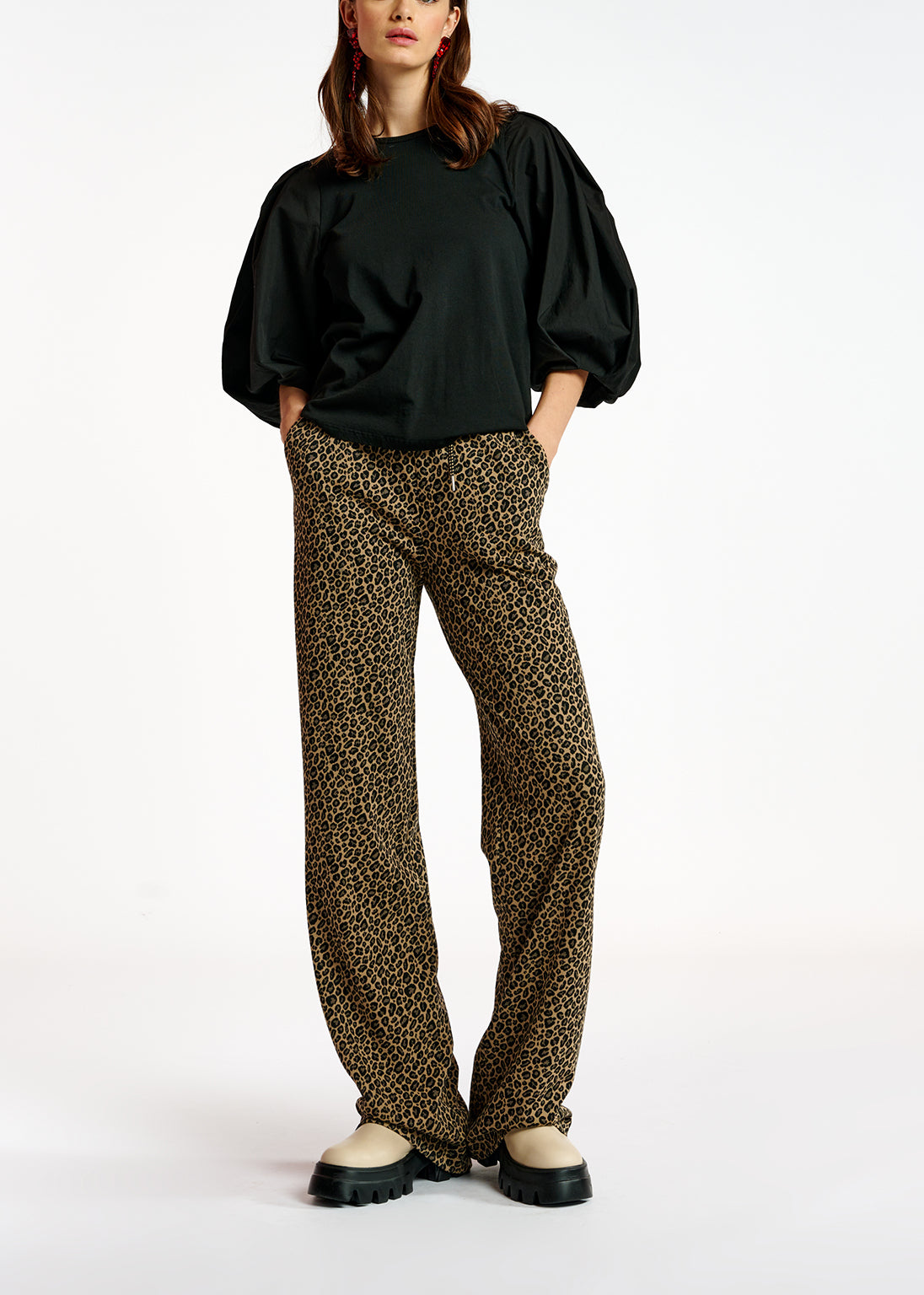 Leopard motif jacquard-knit pants RE—SSENTIEL | Essentiel second hand